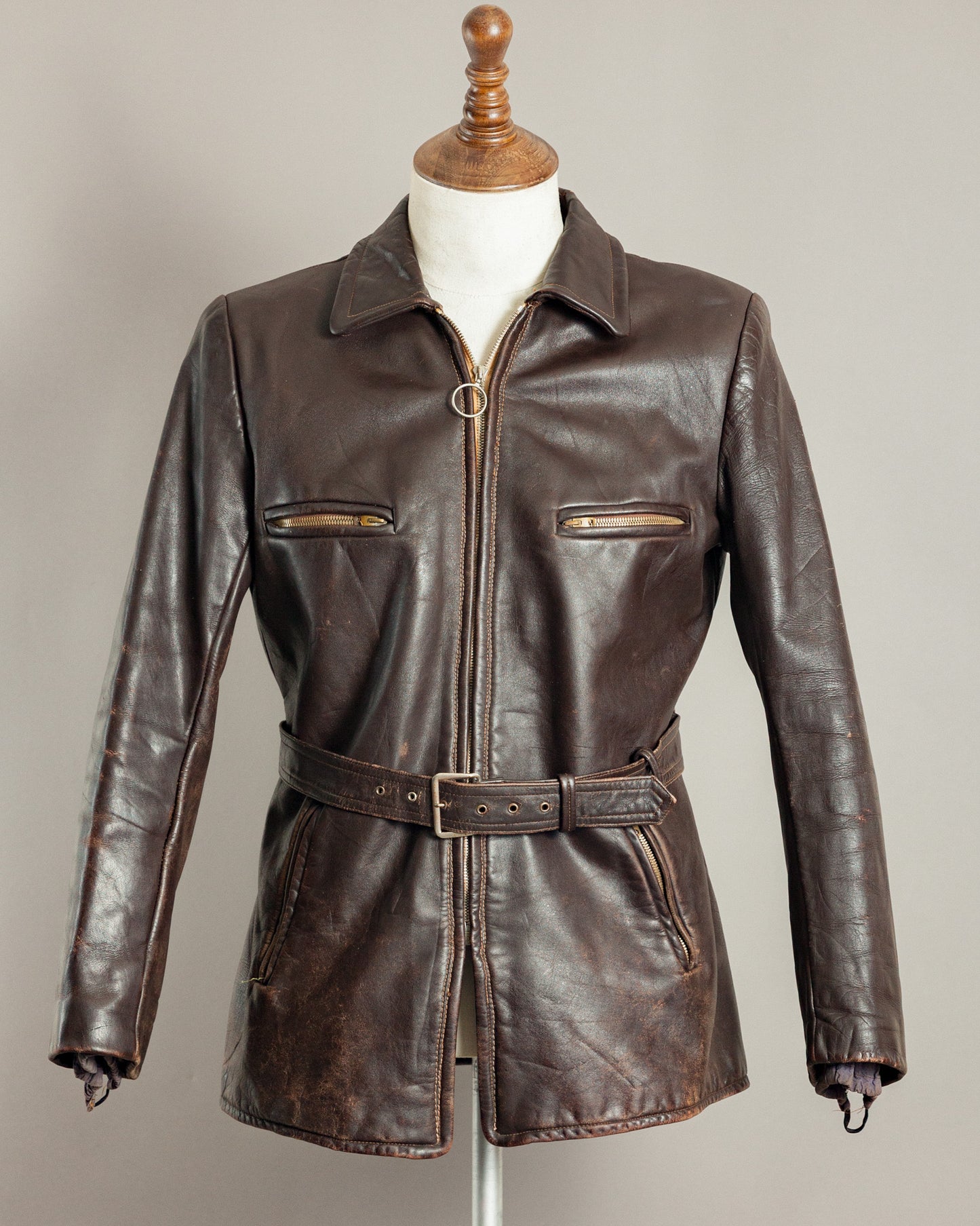 1940s Horsehide Leather Motorcycle Jacket - Small (36-38)