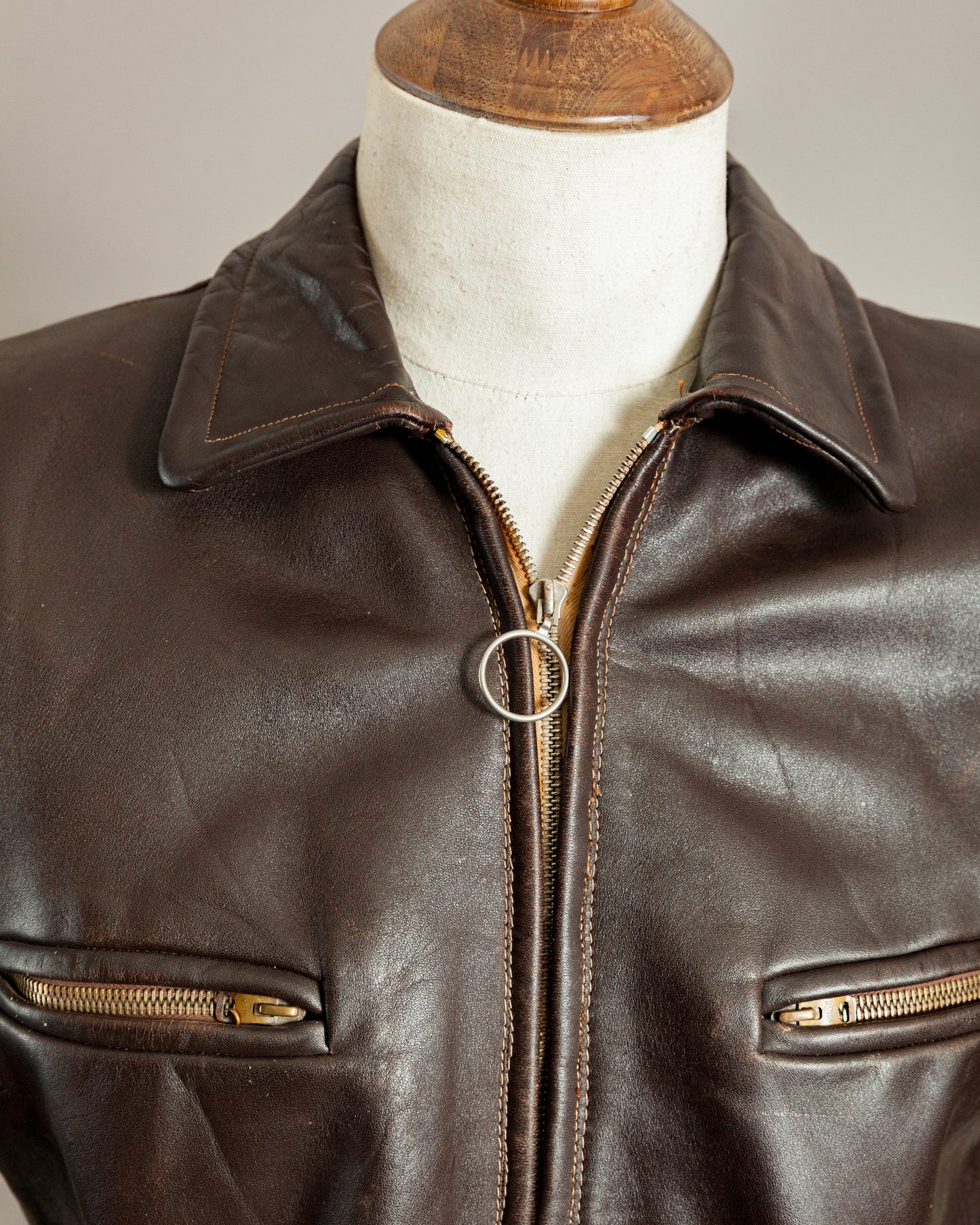 1940s Horsehide Leather Motorcycle Jacket - Small (36-38)