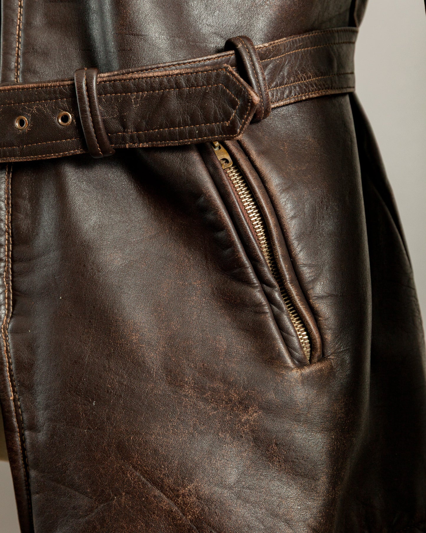 1940s Horsehide Leather Motorcycle Jacket - Small (36-38)