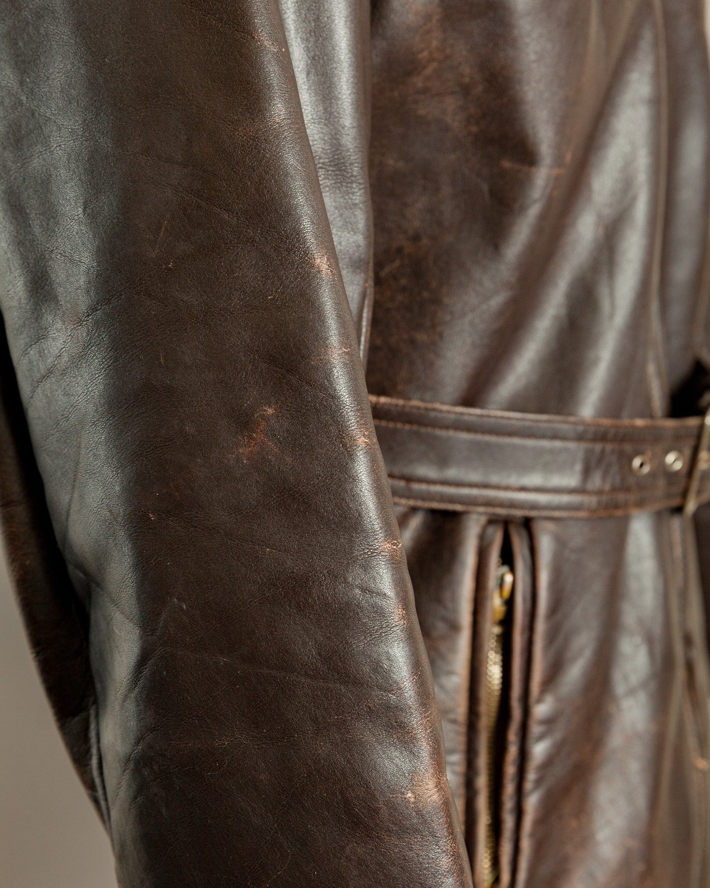 1940s Horsehide Leather Motorcycle Jacket - Small (36-38)