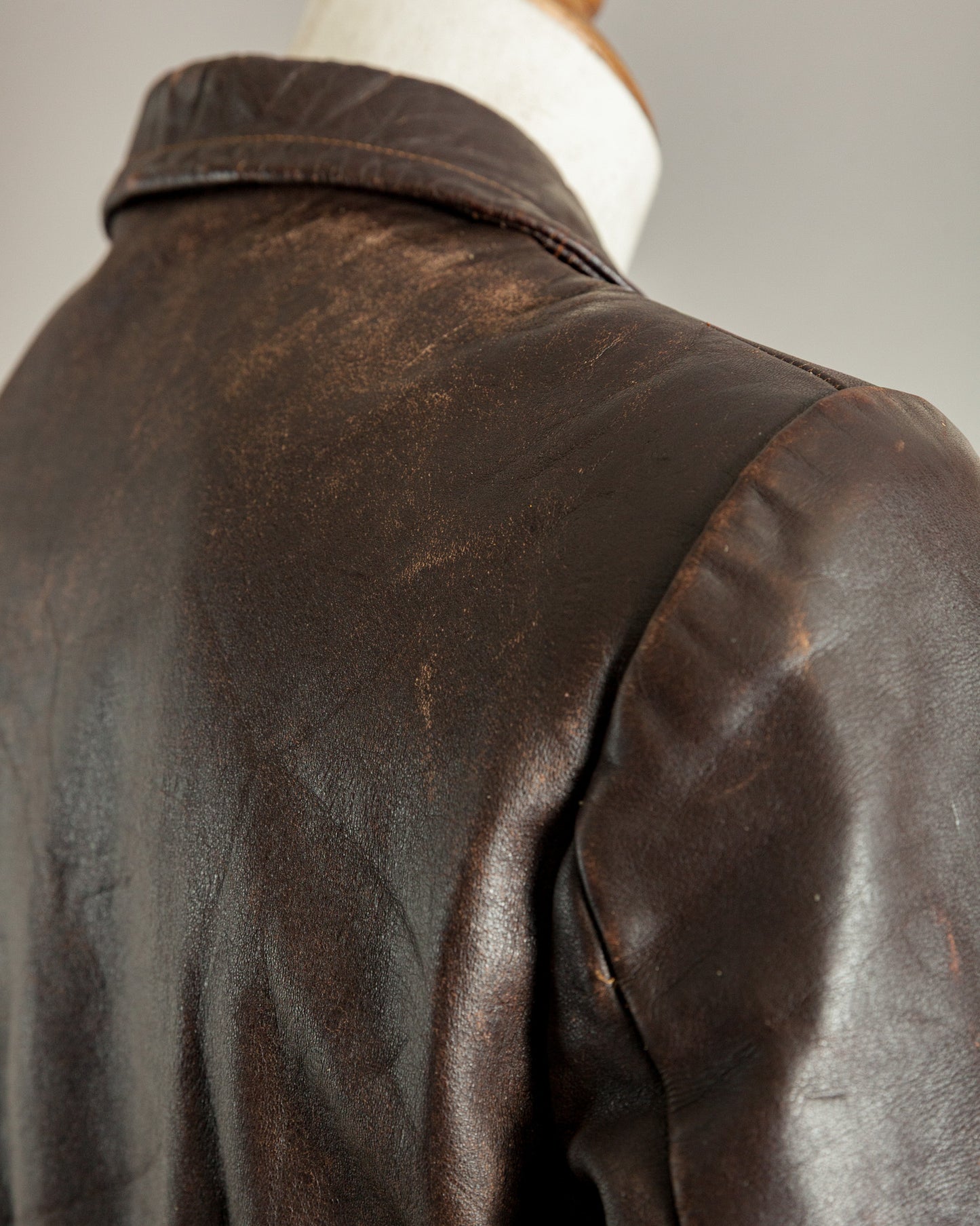 1940s Horsehide Leather Motorcycle Jacket - Small (36-38)