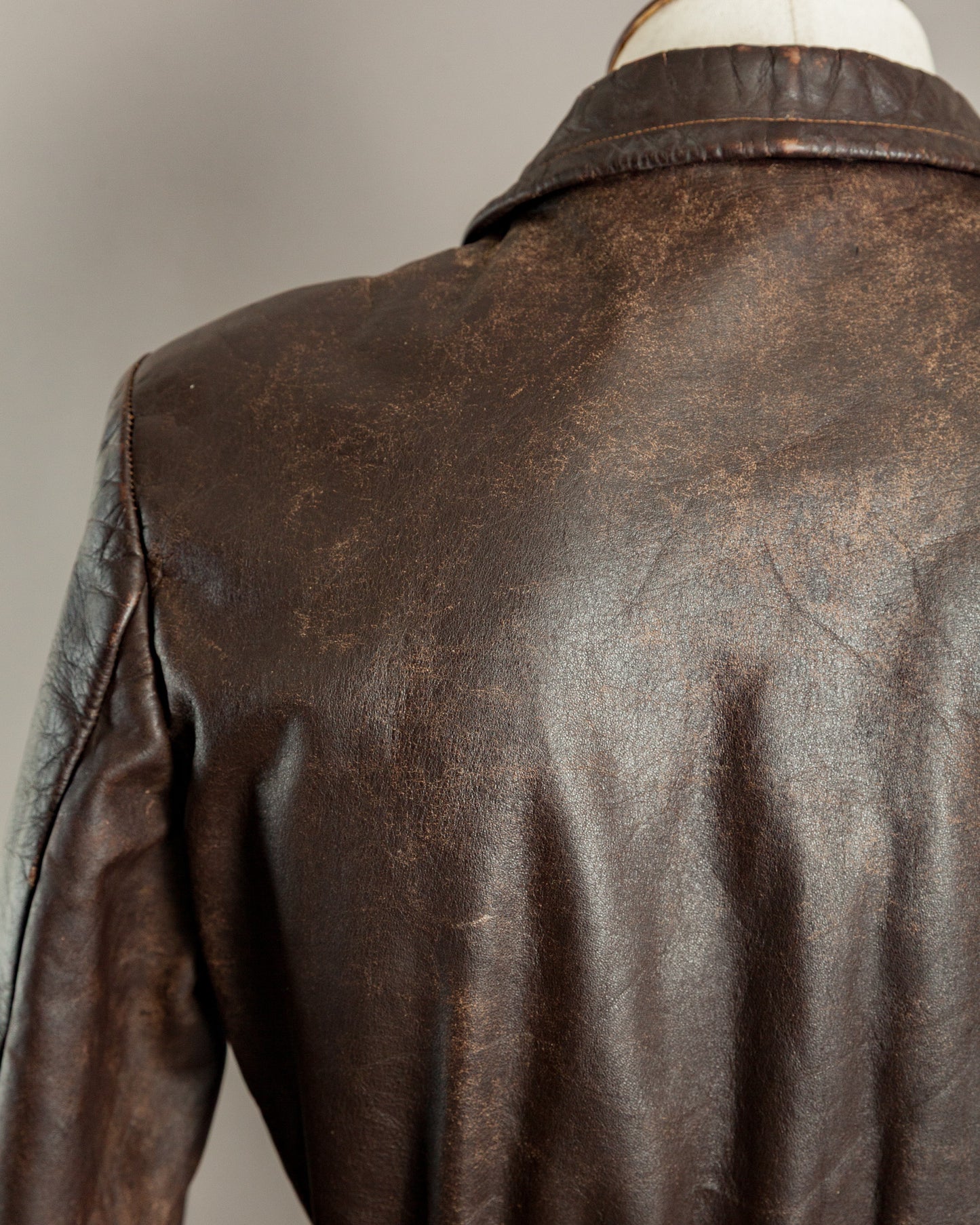 1940s Horsehide Leather Motorcycle Jacket - Small (36-38)