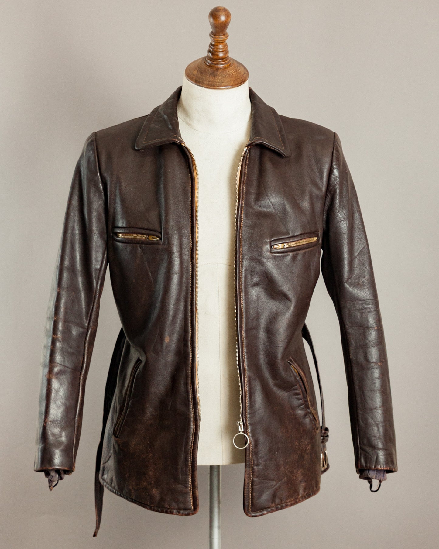 1940s Horsehide Leather Motorcycle Jacket - Small (36-38)