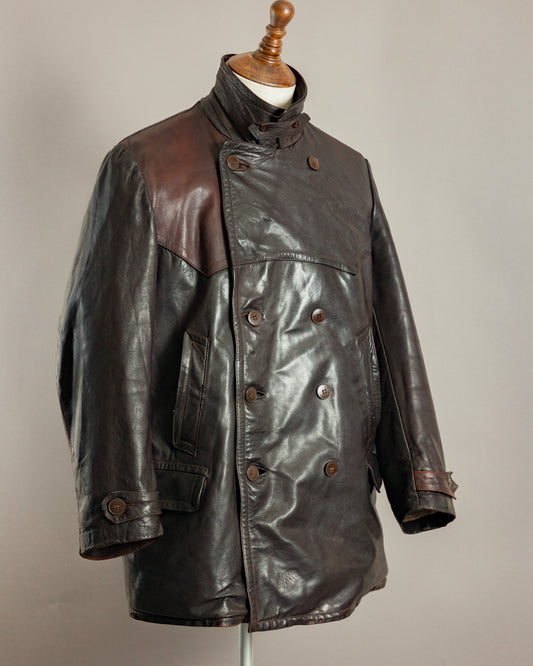1940s Striwa Horsehide Leather Motorcycle Coat - Large (42-44)