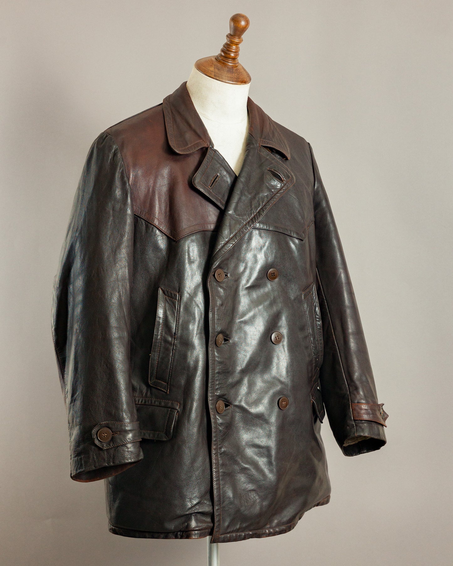 1940s Striwa Horsehide Leather Motorcycle Coat - Large (44-46)