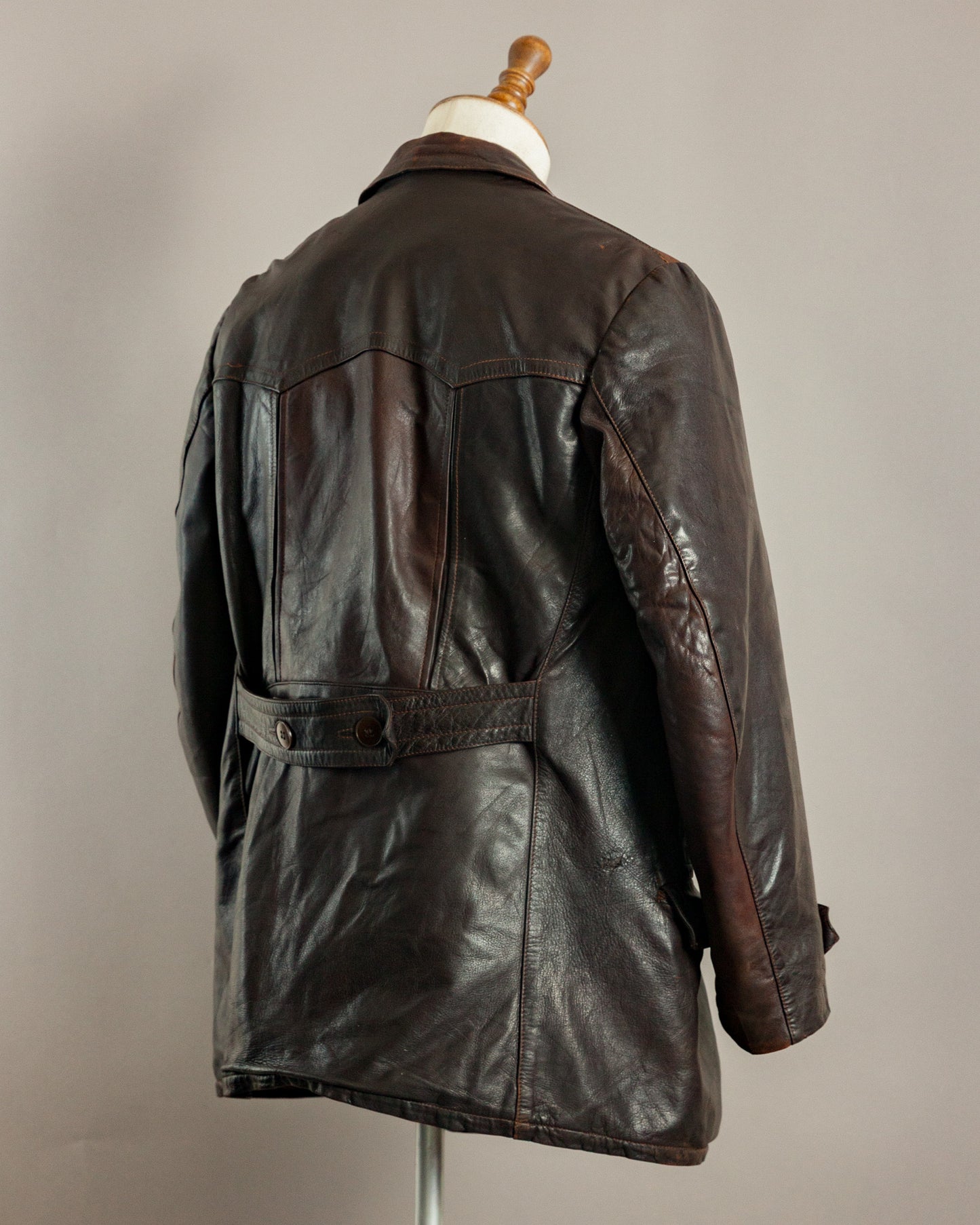 1940s Striwa Horsehide Leather Motorcycle Coat - Large (44-46)