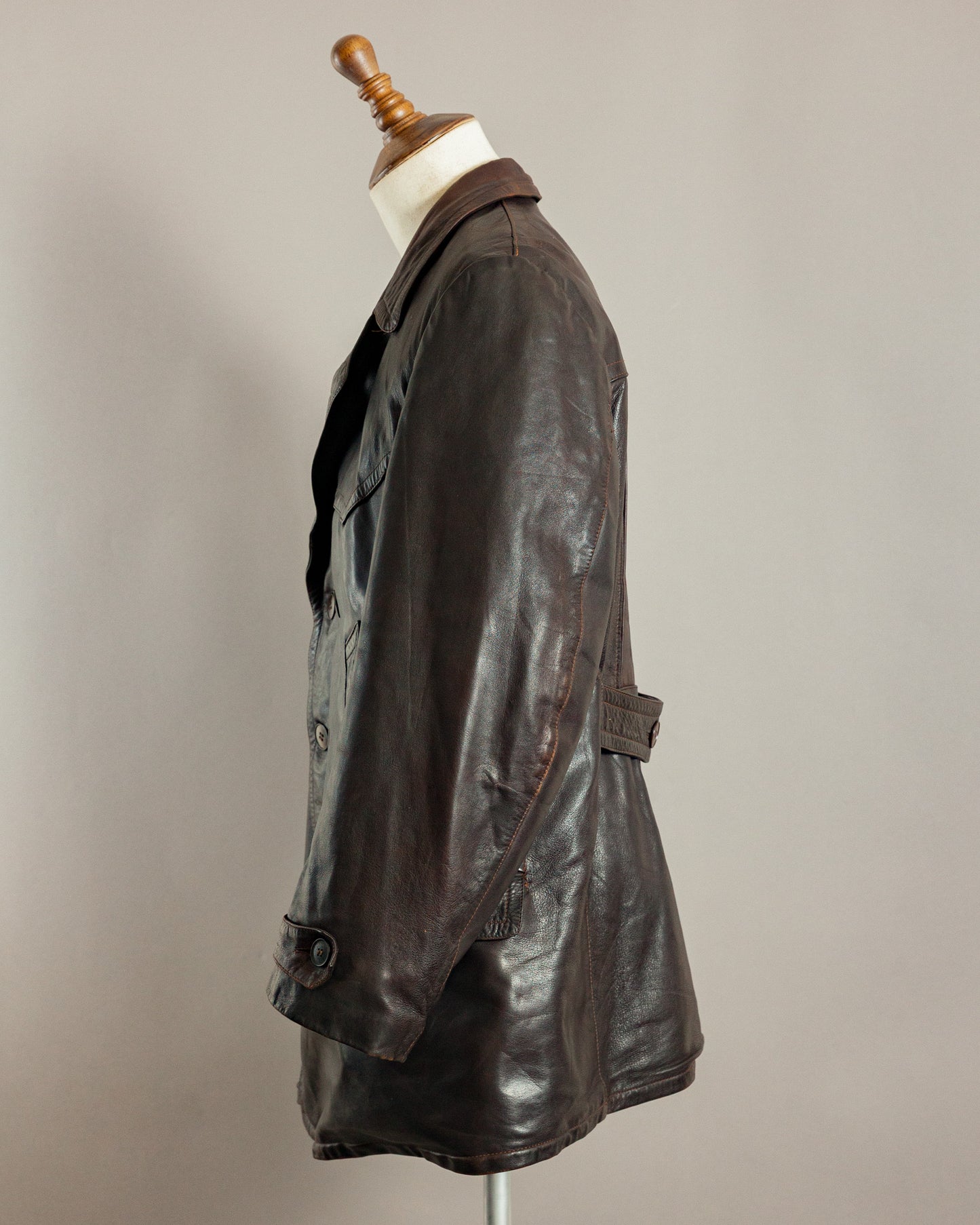 1940s Striwa Horsehide Leather Motorcycle Coat - Large (44-46)