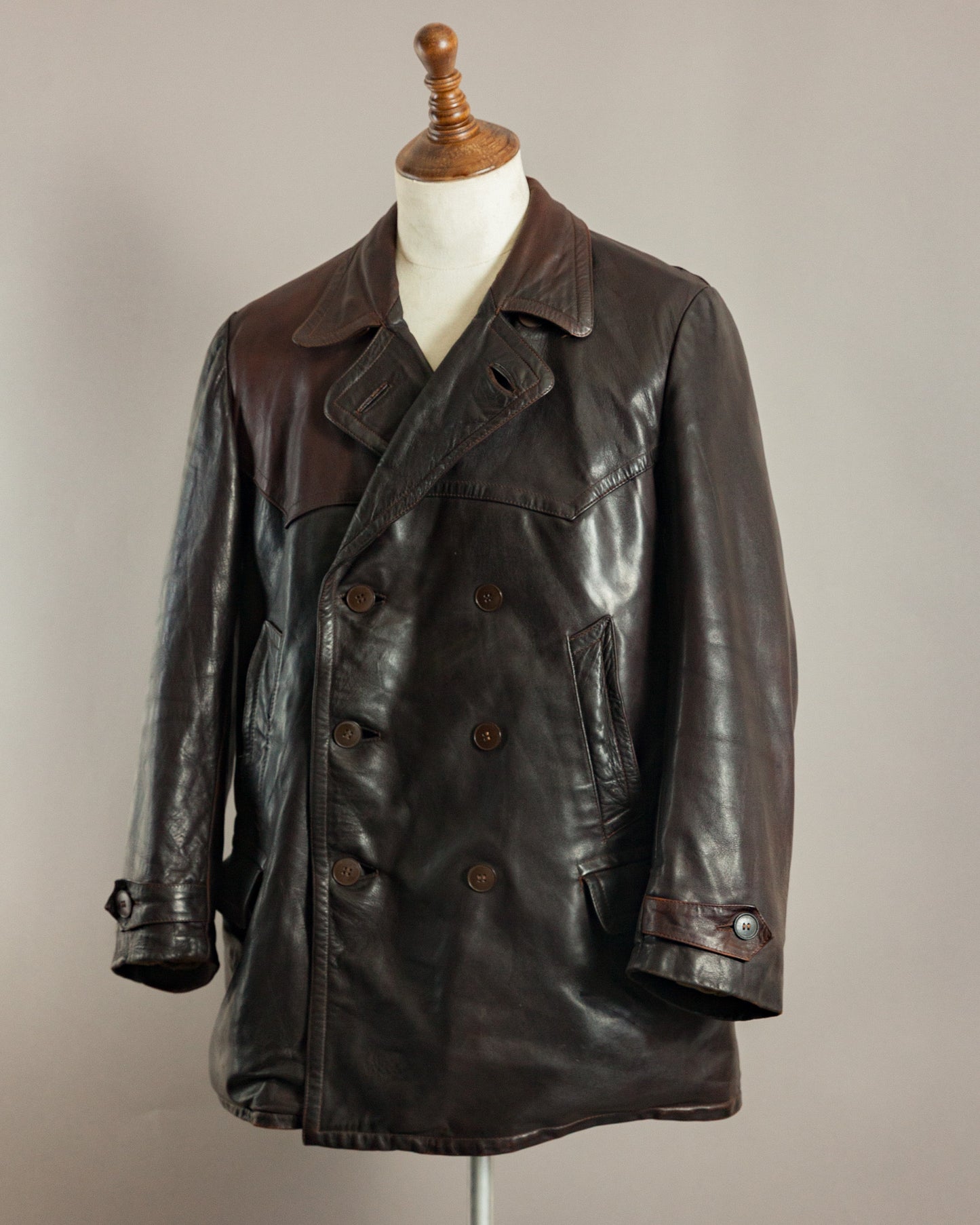 1940s Striwa Horsehide Leather Motorcycle Coat - Large (44-46)