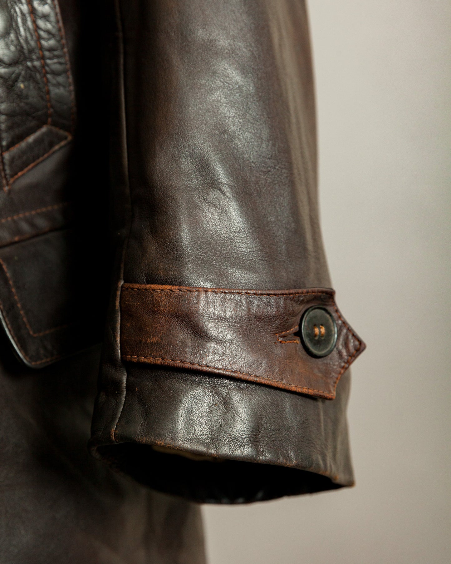 1940s Striwa Horsehide Leather Motorcycle Coat - Large (44-46)