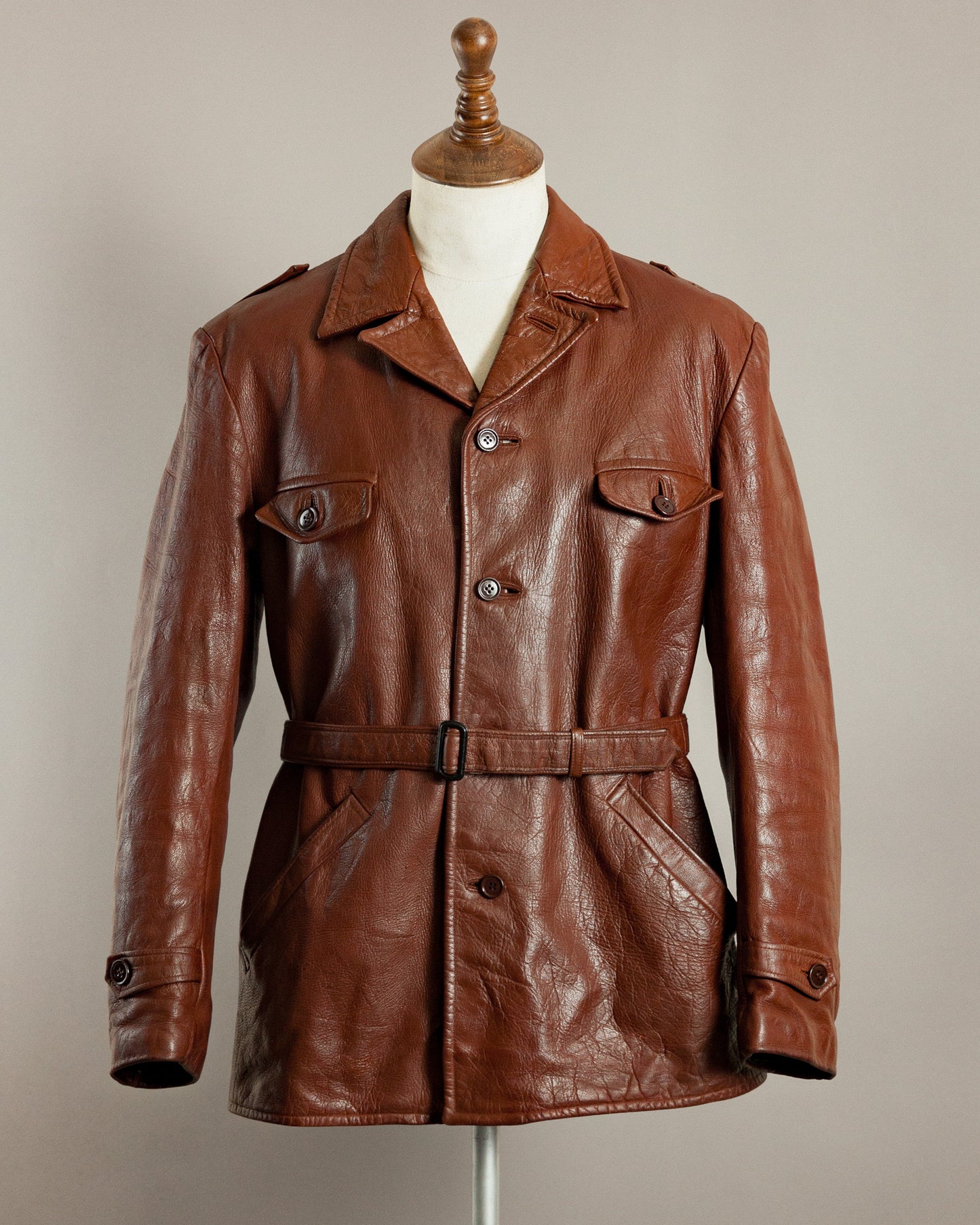 1950s Swedish Hunting Jacket Goatskin Leather - Medium (42)