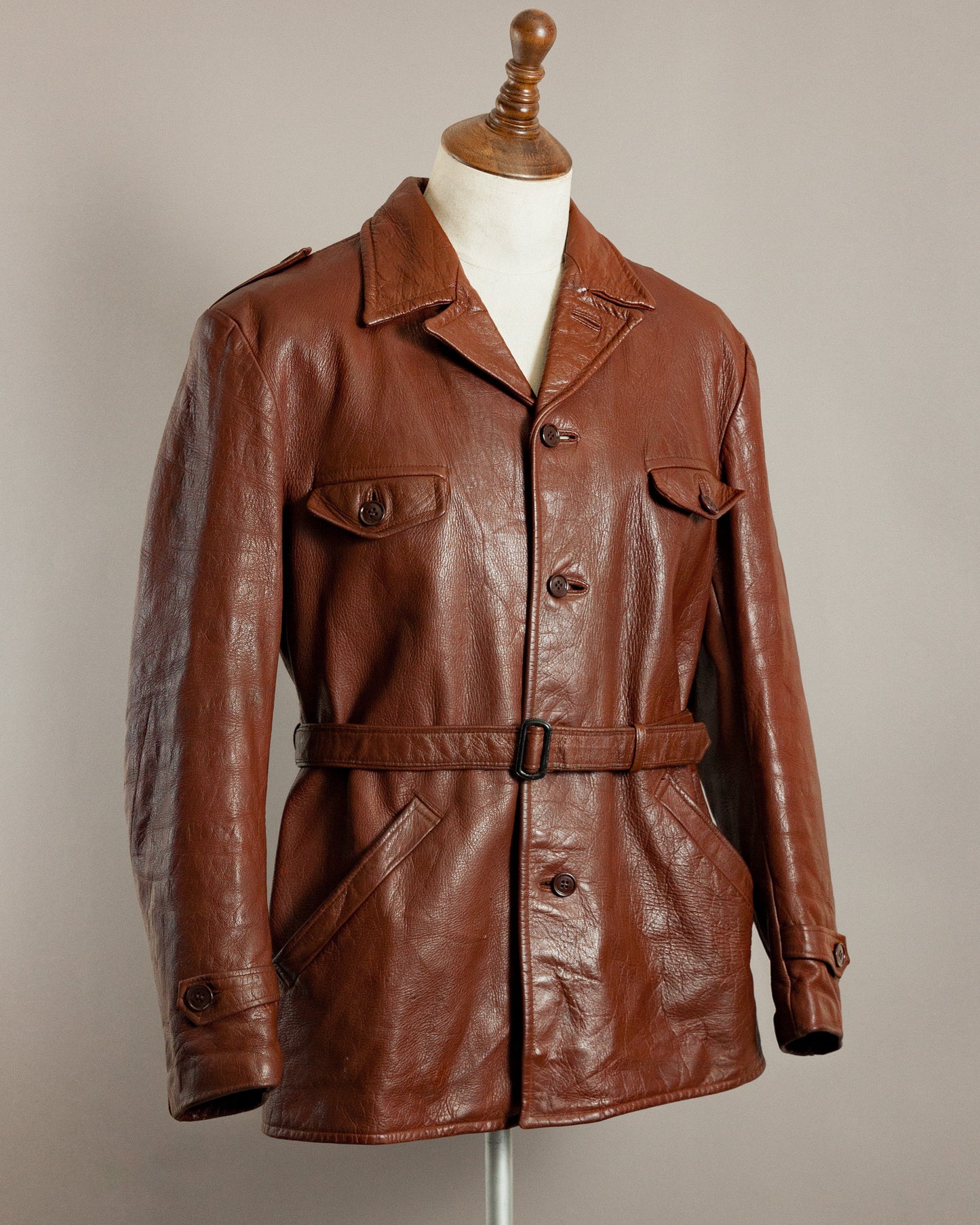1950s Swedish Hunting Jacket Goatskin Leather - Medium (42)