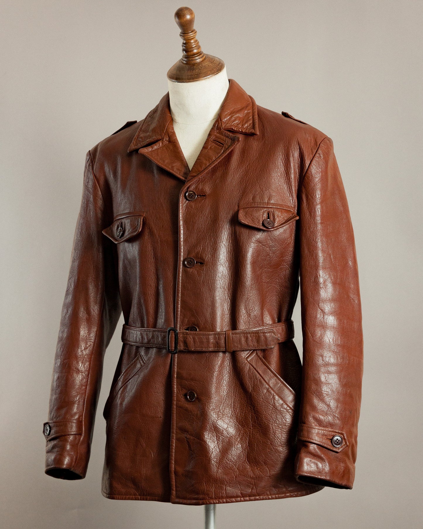1950s Swedish Hunting Jacket Goatskin Leather - Medium (42)