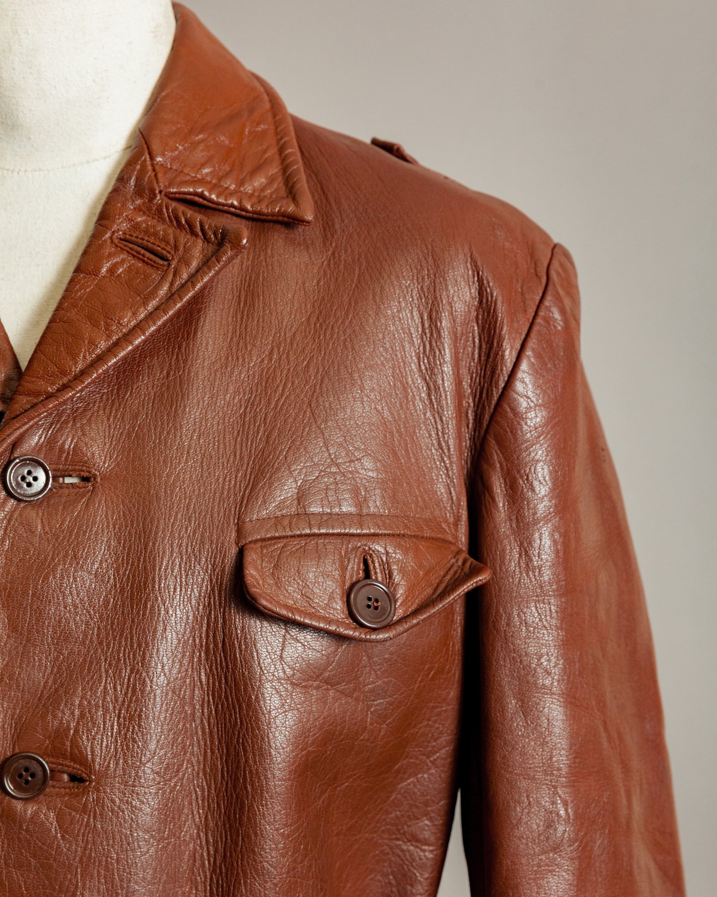 1950s Swedish Hunting Jacket Goatskin Leather - Medium (42)