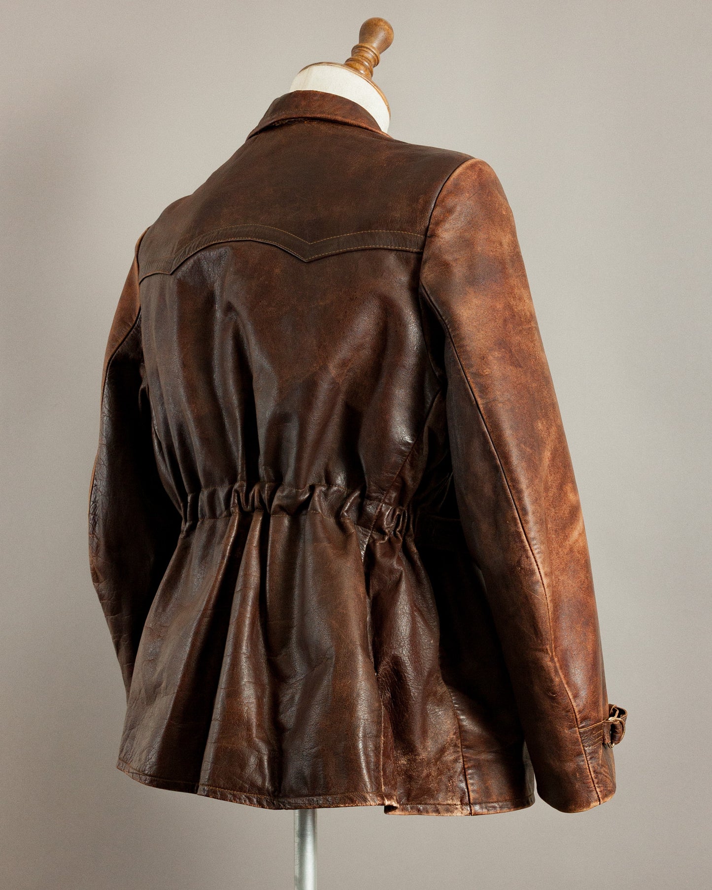 1940s German Horsehide Belted Motorcycle Jacket - Medium (42-44)