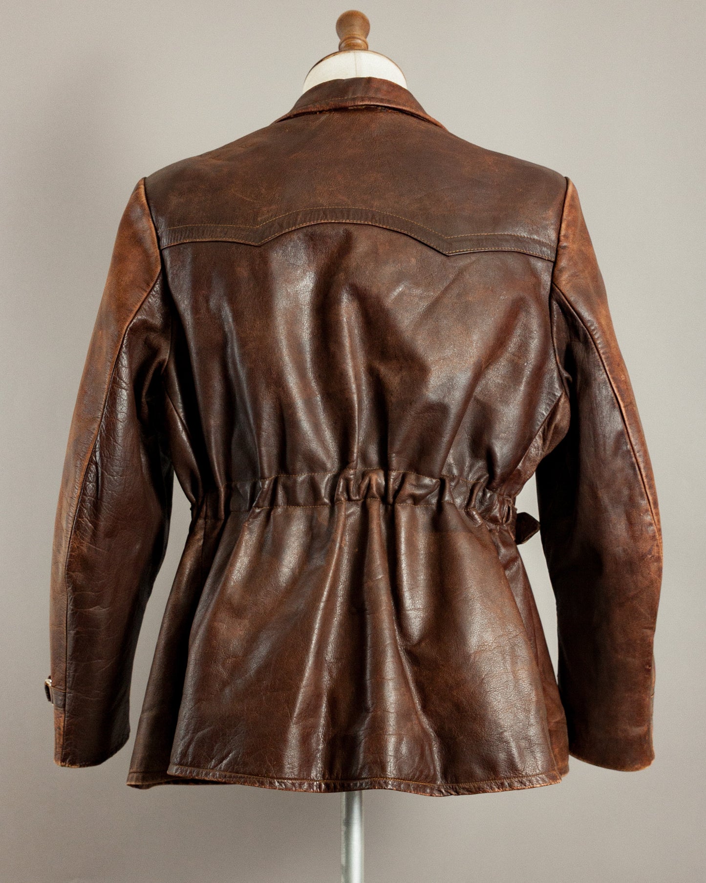 1940s German Horsehide Belted Motorcycle Jacket - Medium (42-44)