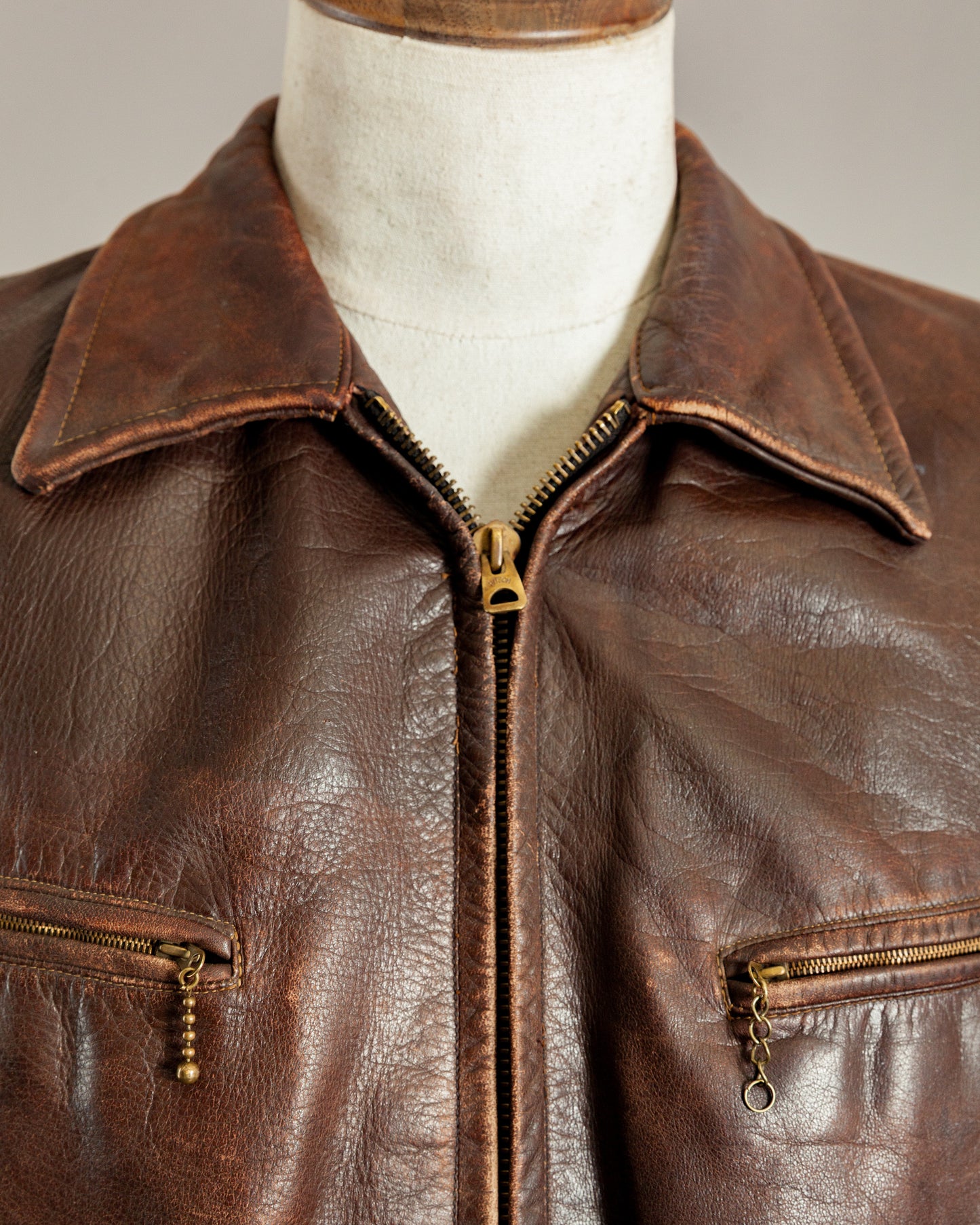 1940s German Horsehide Belted Motorcycle Jacket - Medium (42-44)