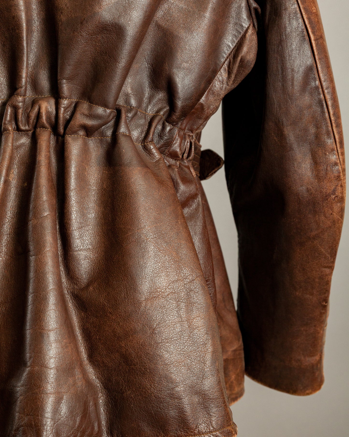 1940s German Horsehide Belted Motorcycle Jacket - Medium (42-44)