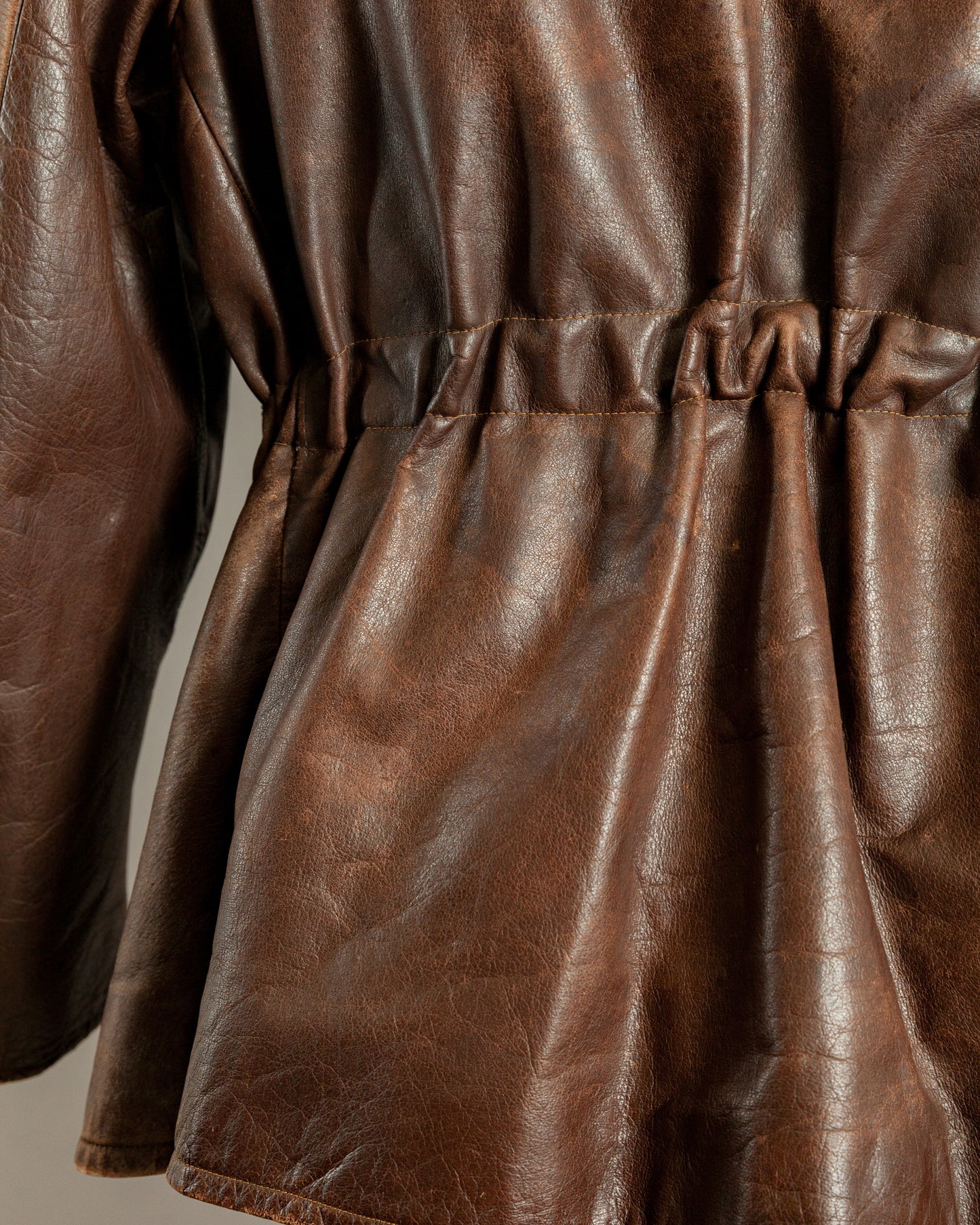 1940s German Horsehide Belted Motorcycle Jacket - Medium (42-44)