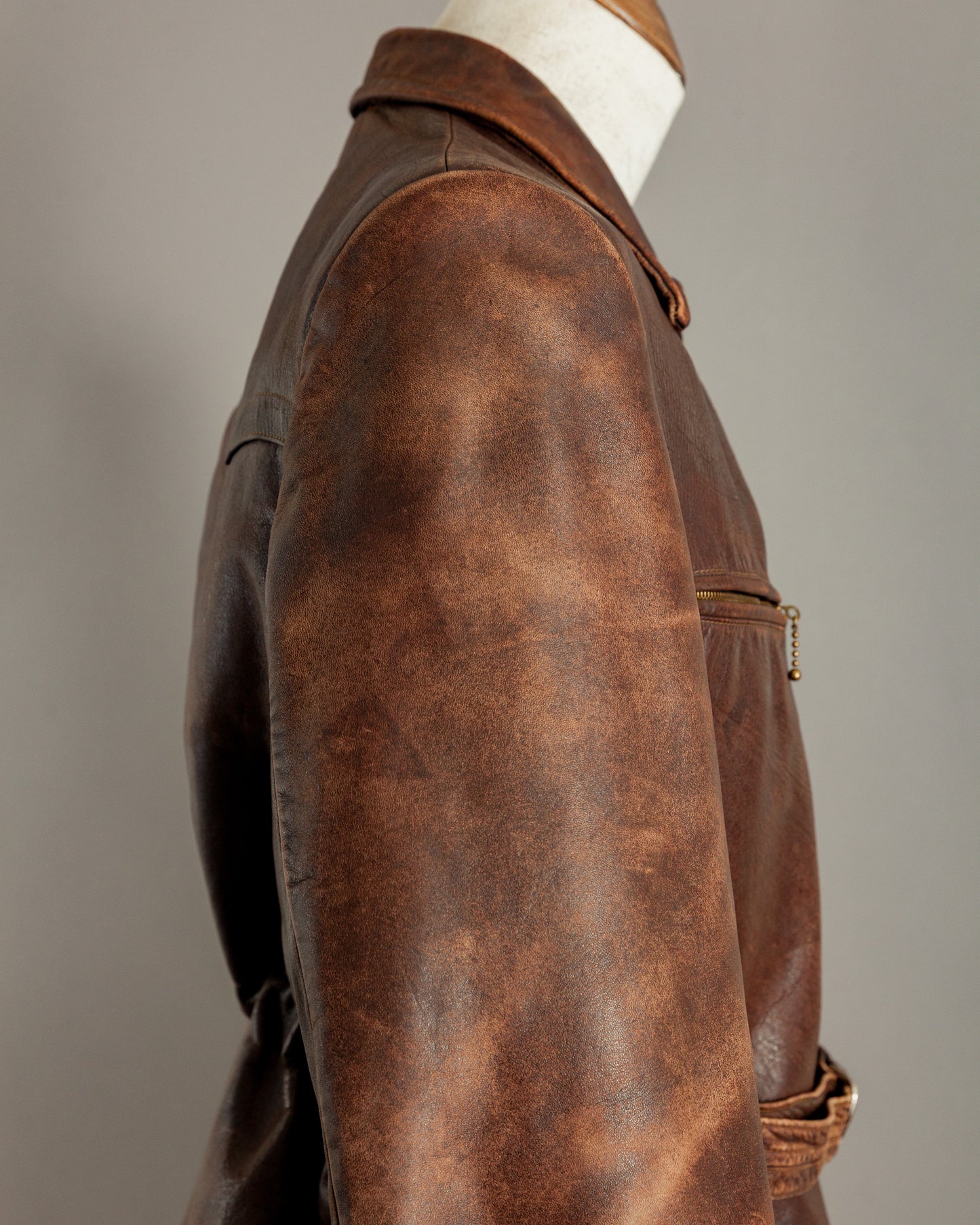 1940s German Horsehide Belted Motorcycle Jacket - Medium (42-44)
