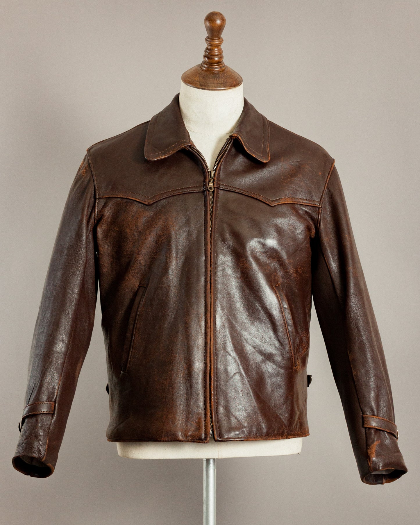 1940s Vintage German Calfskin Motorcycle Jacket - Small (38)