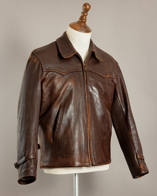 1940s Vintage German Calfskin Motorcycle Jacket - Small (38)