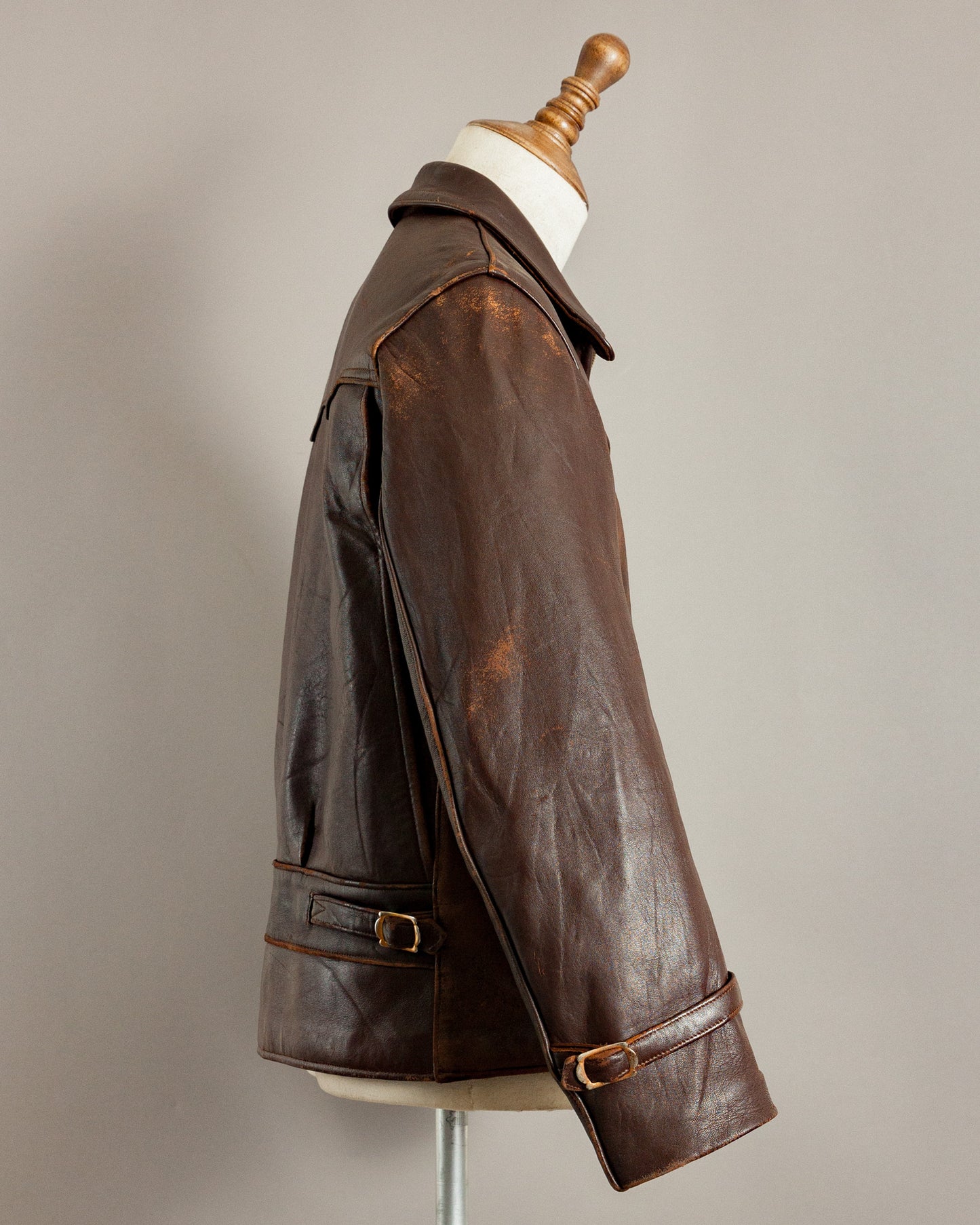 1940s Vintage German Calfskin Motorcycle Jacket - Small (38)
