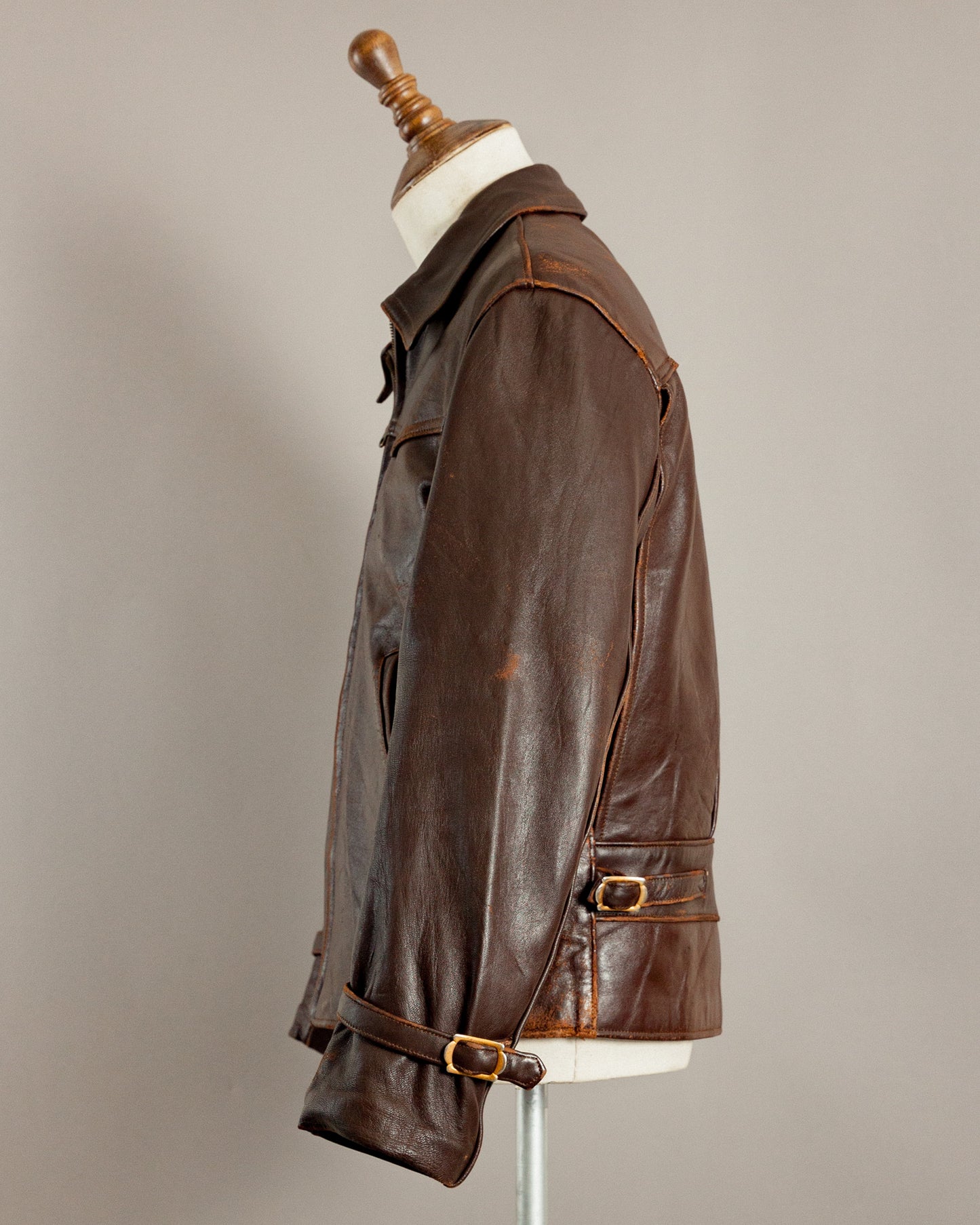 1940s Vintage German Calfskin Motorcycle Jacket - Small (38)