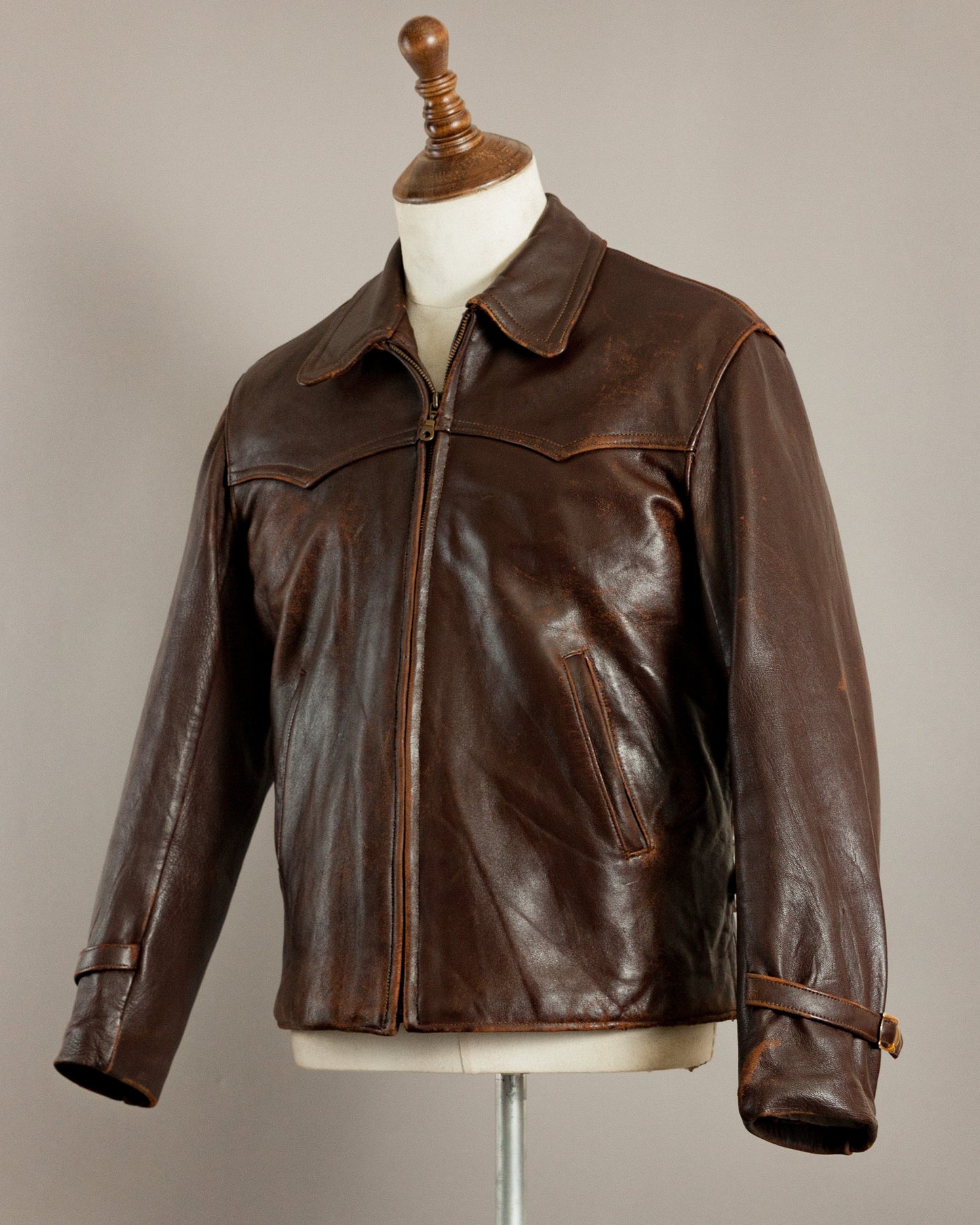1940s Vintage German Calfskin Motorcycle Jacket - Small (38)