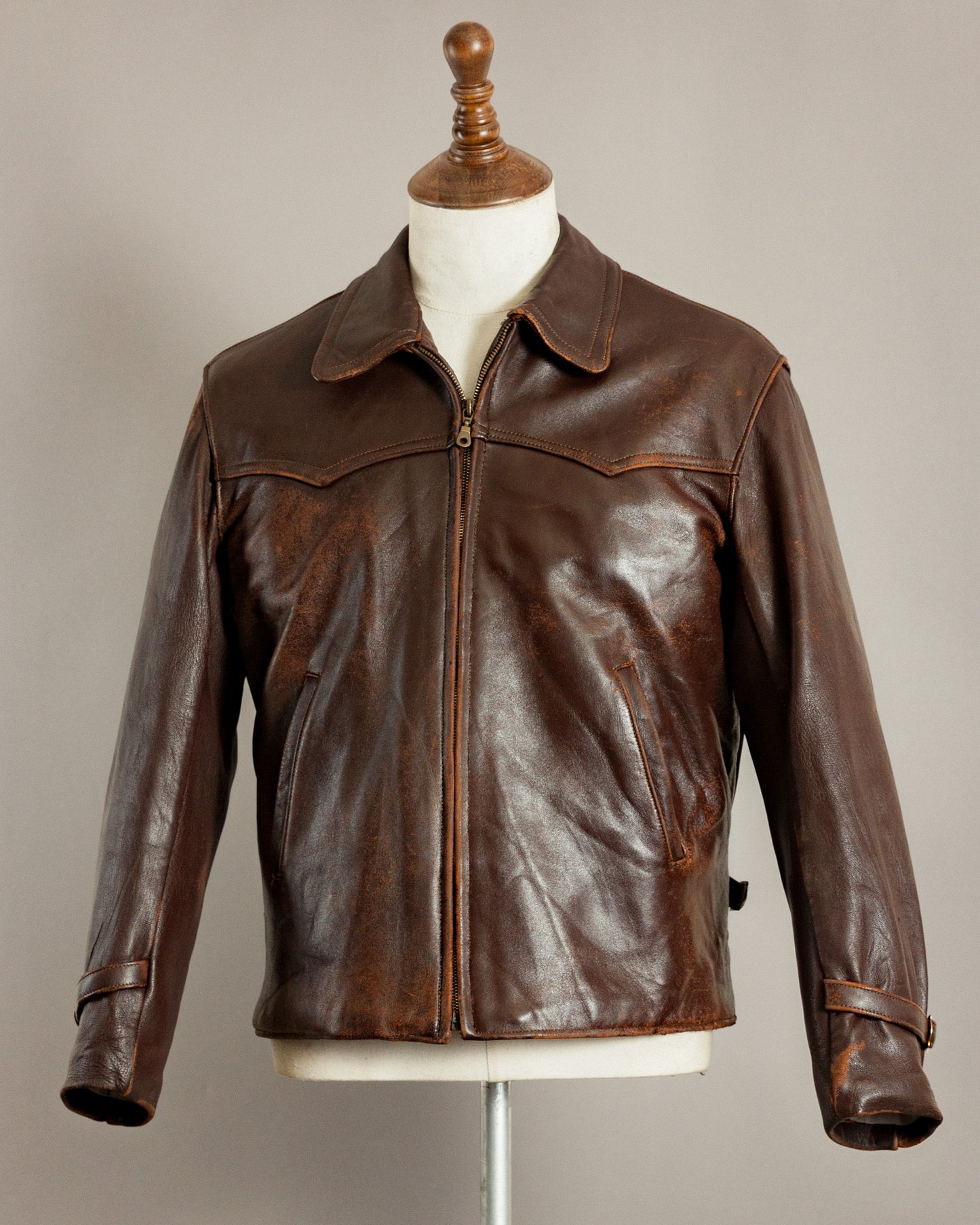 1940s Vintage German Calfskin Motorcycle Jacket - Small (38)