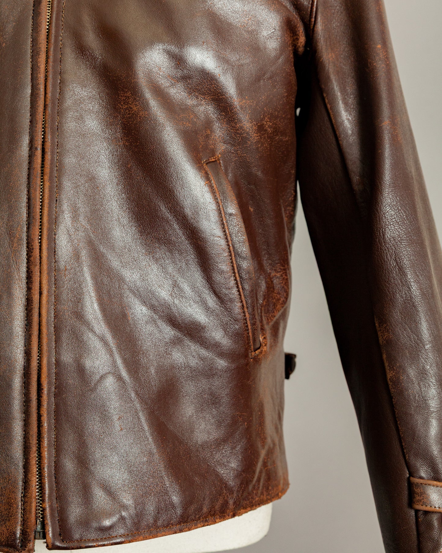 1940s Vintage German Calfskin Motorcycle Jacket - Small (38)