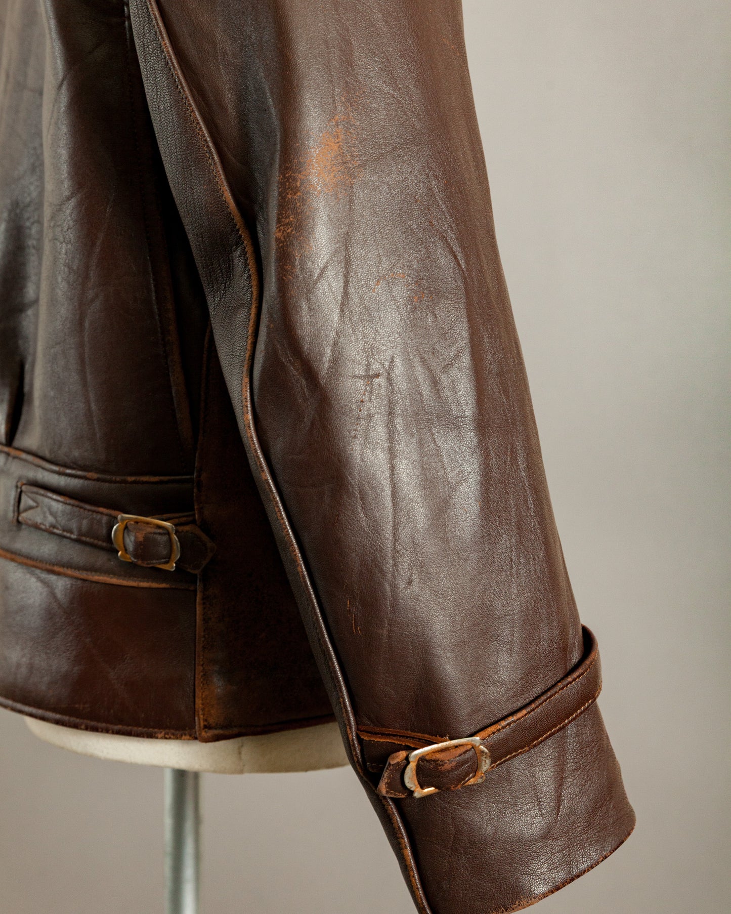 1940s Vintage German Calfskin Motorcycle Jacket - Small (38)