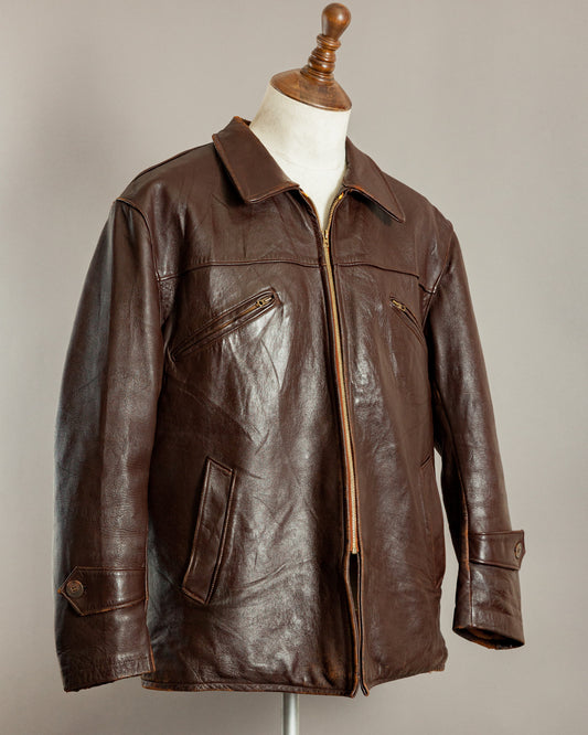 Vintage 1940s German Leather Motorcycle Jacket - XL (44-46)