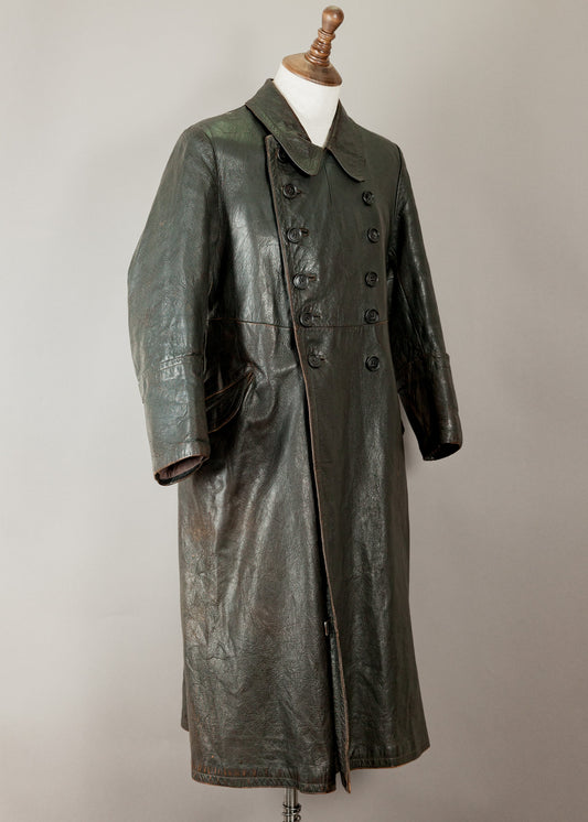 1930s German Officer’s Leather Trench Coat - Small (40)