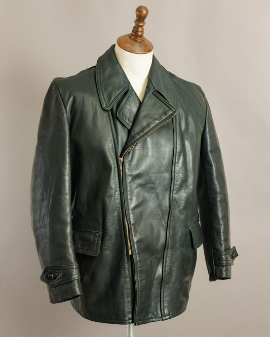 1940s Wehrmacht Dispatch Rider Horsehide Jacket - Forest Green (42-44)