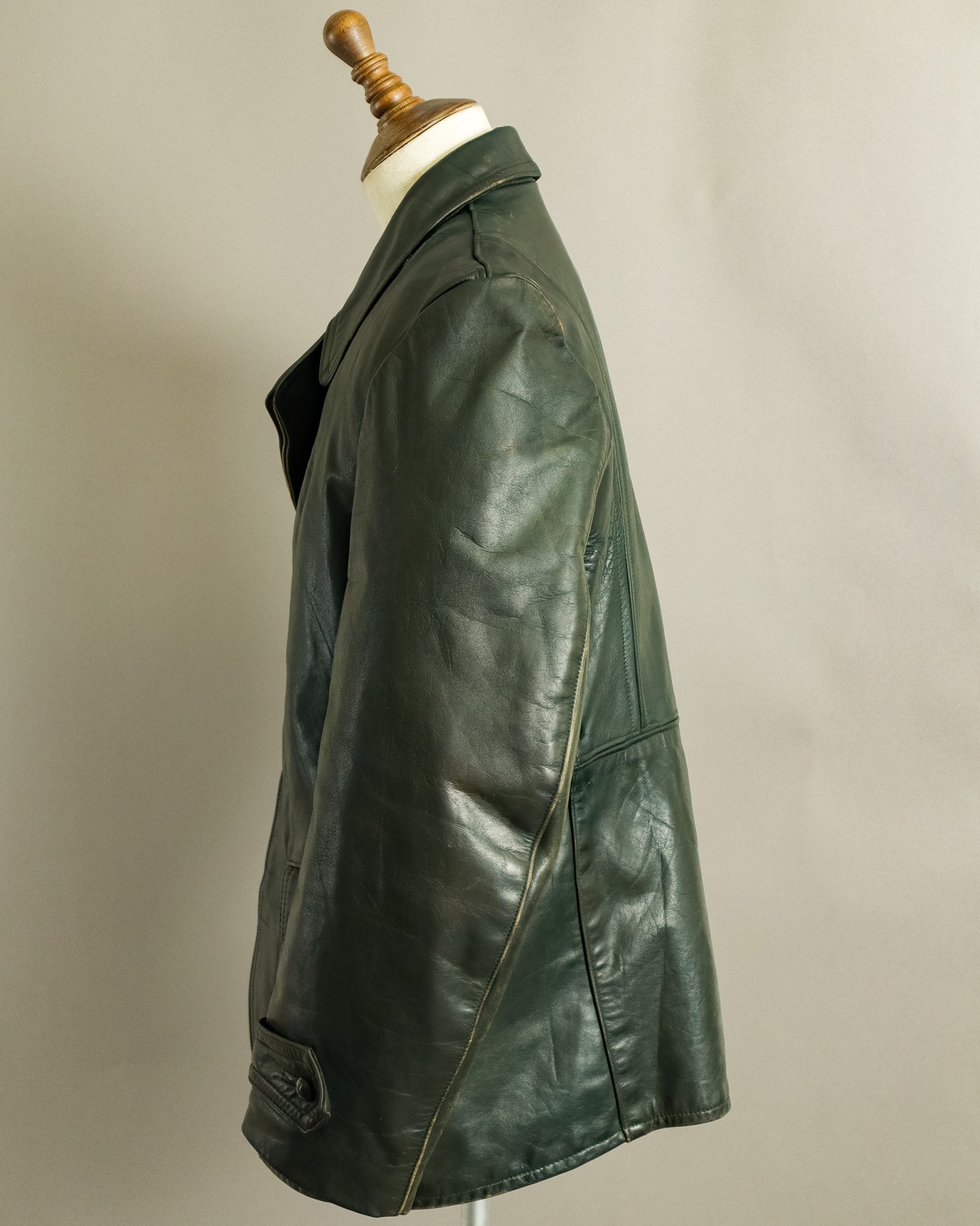1940s Wehrmacht Dispatch Rider Horsehide Jacket - Forest Green (42-44)