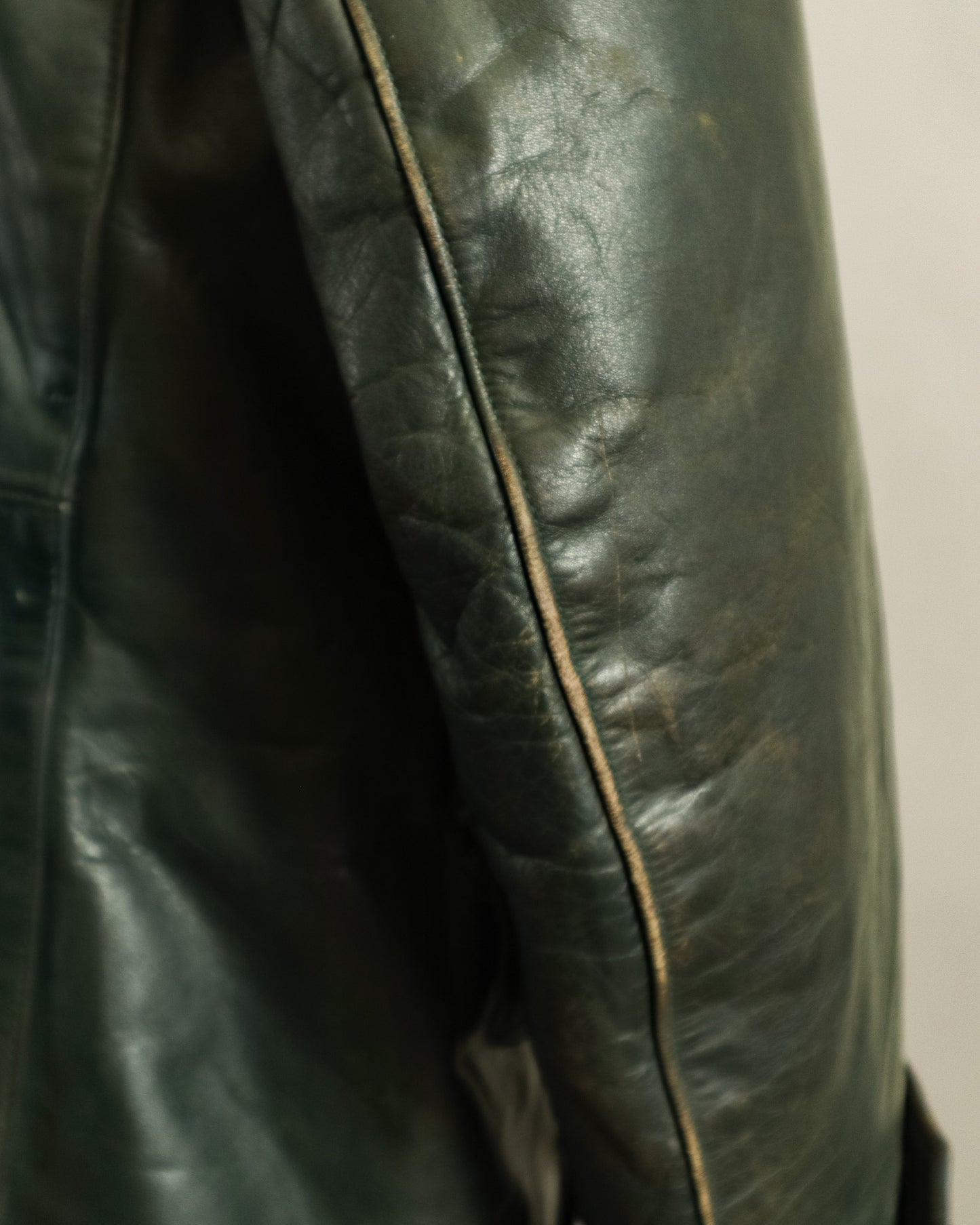 1940s Wehrmacht Dispatch Rider Horsehide Jacket - Forest Green (42-44)
