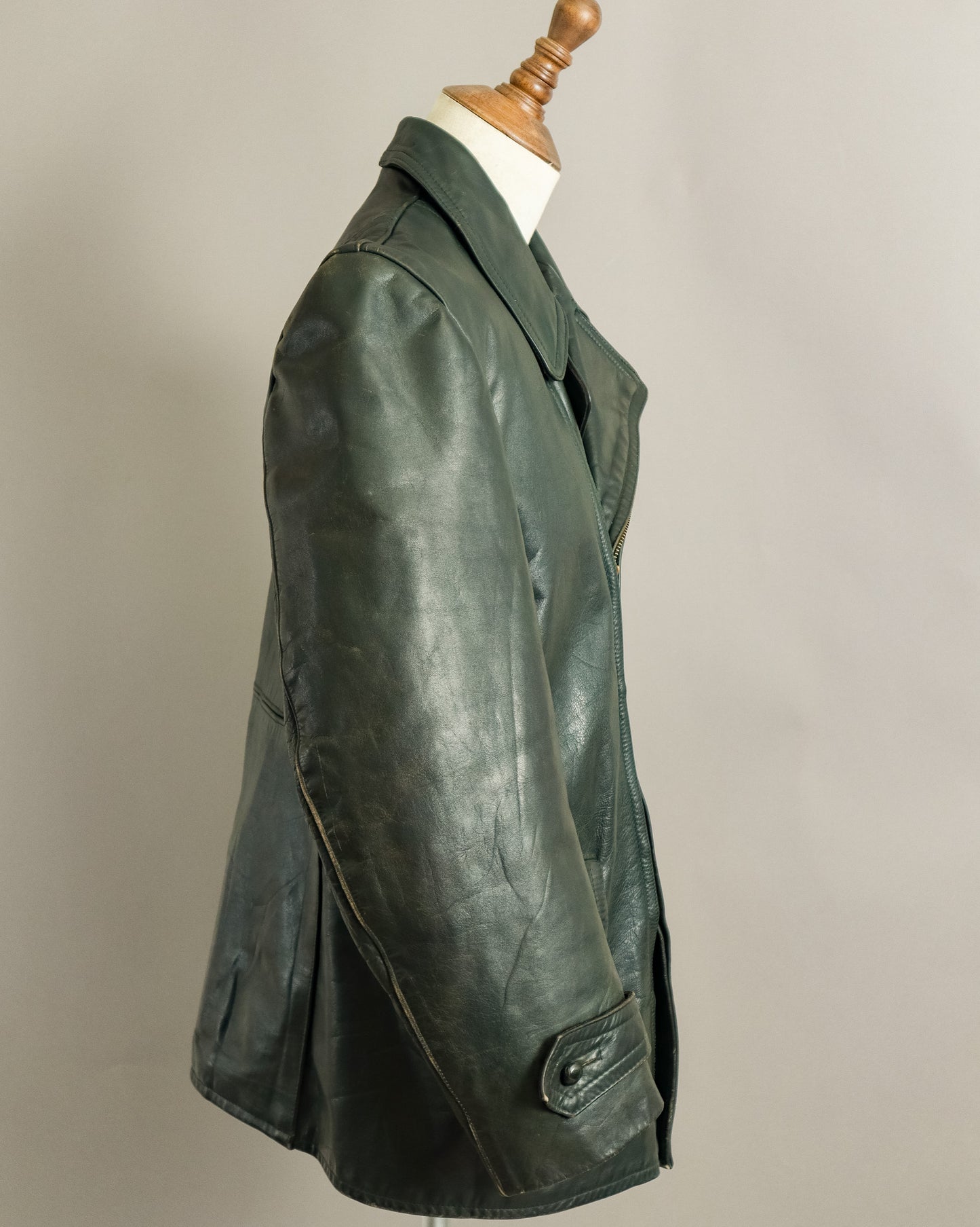 1940s Wehrmacht Dispatch Rider Horsehide Jacket - Forest Green (42-44)