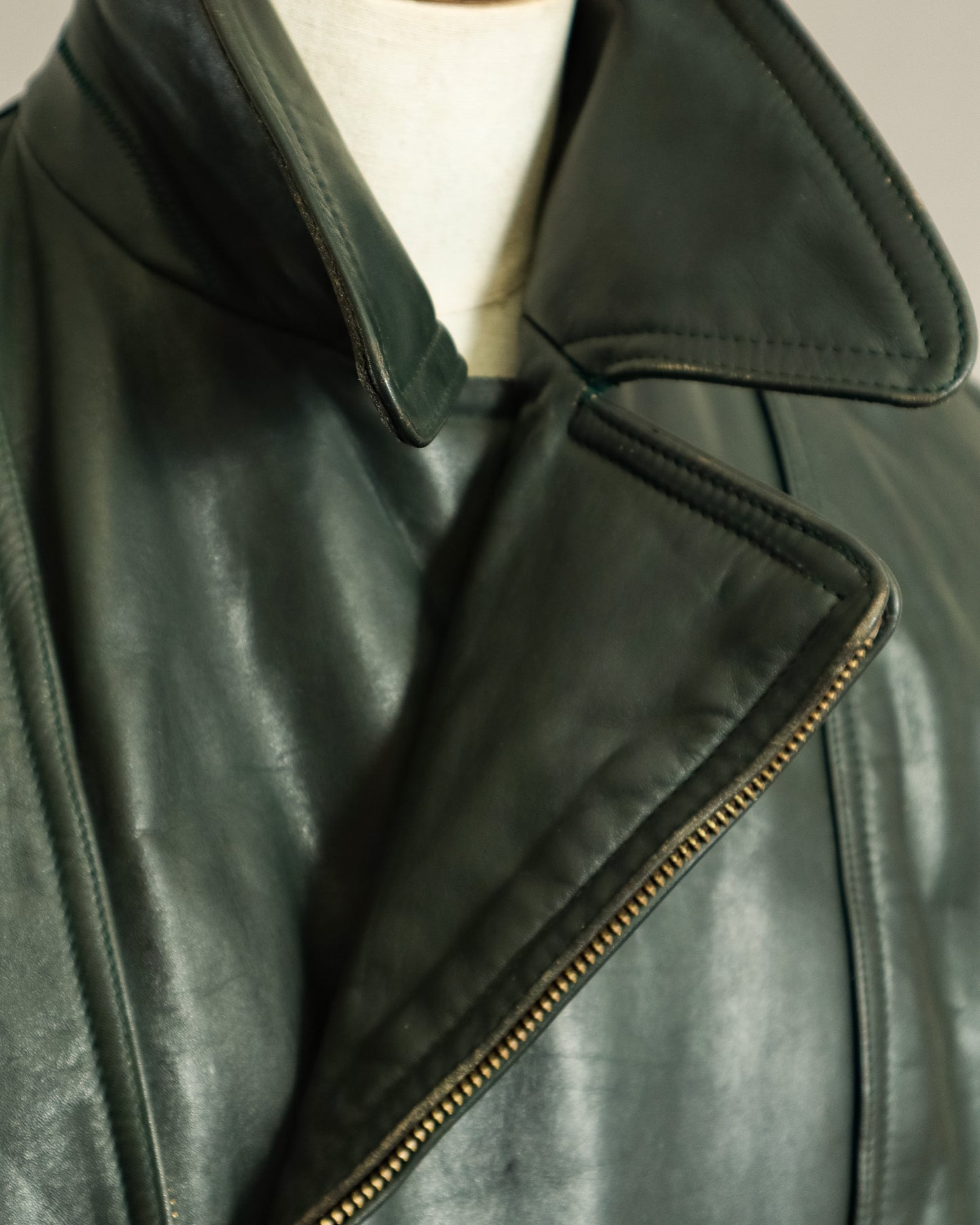 1940s Wehrmacht Dispatch Rider Horsehide Jacket - Forest Green (42-44)