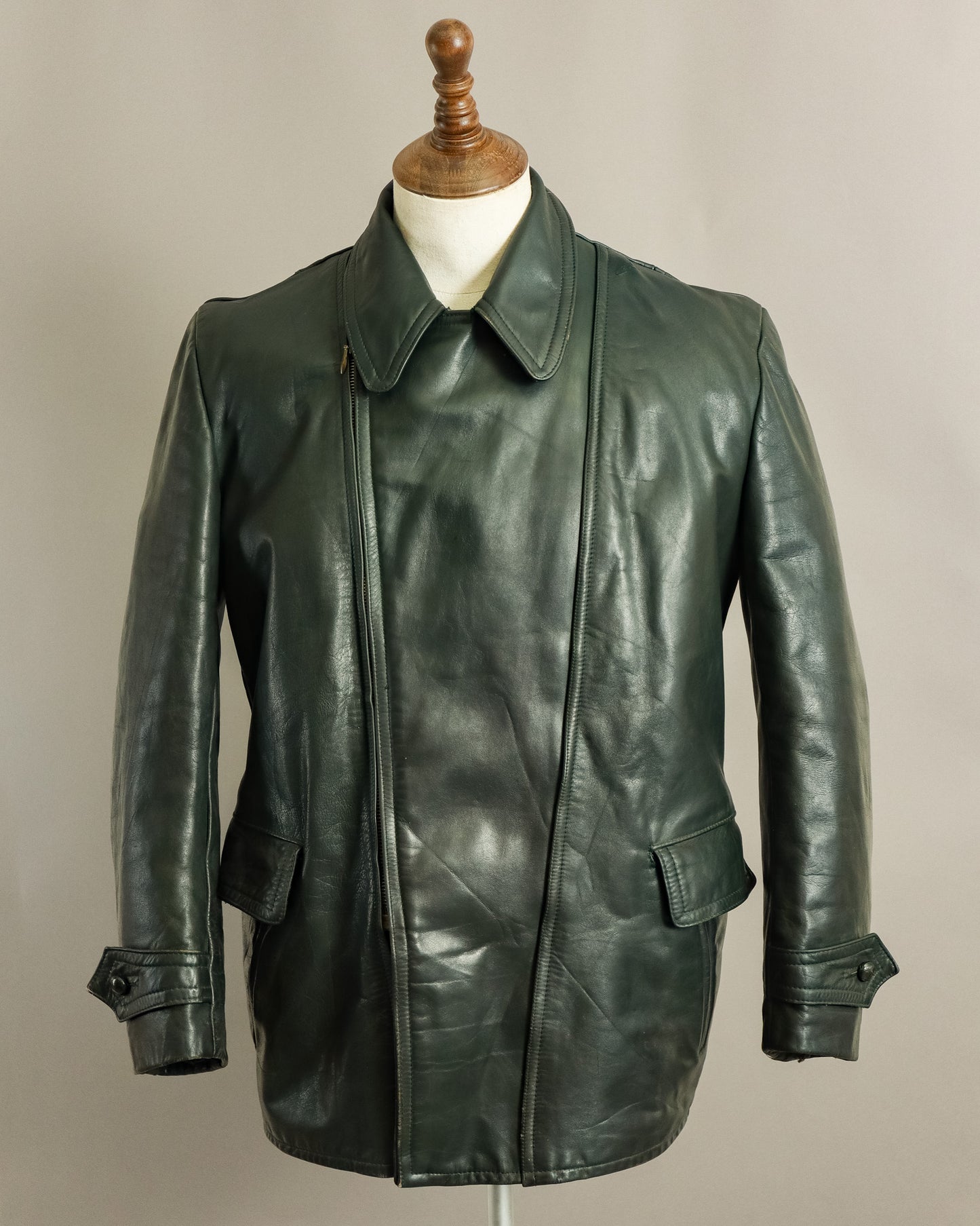 1940s Wehrmacht Dispatch Rider Horsehide Jacket - Forest Green (42-44)