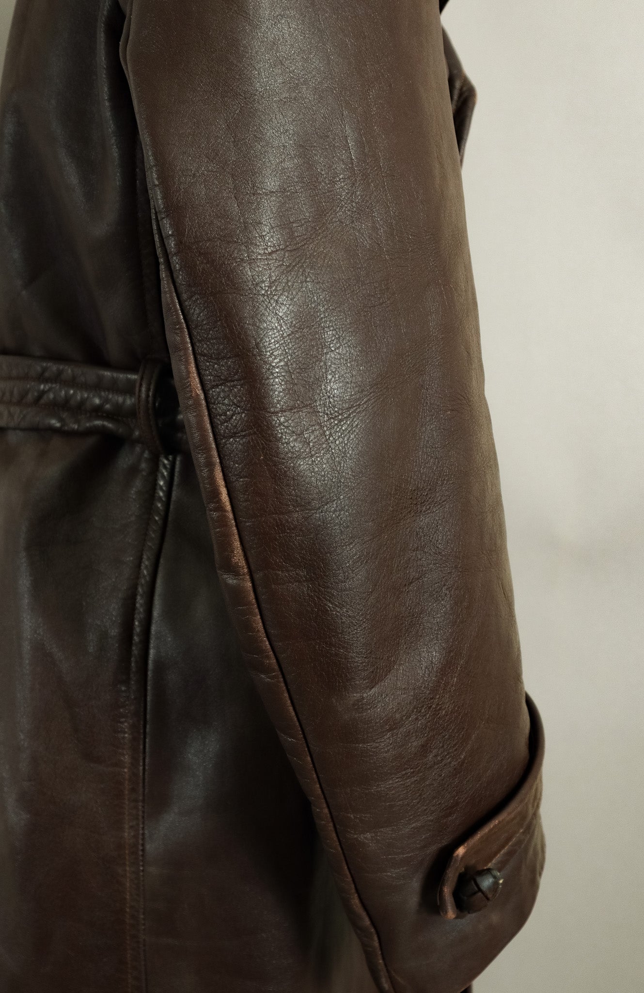 Rare 1940s German Wehrmacht Officer's Horsehide Leather Trench Coat (42-44)