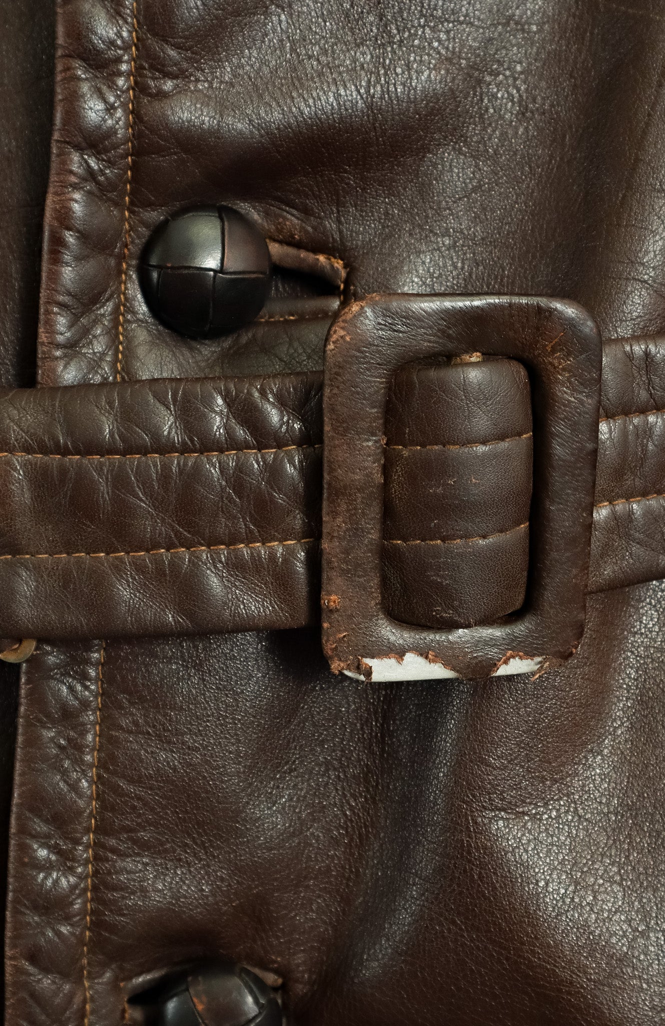 Rare 1940s German Wehrmacht Officer's Horsehide Leather Trench Coat (42-44)