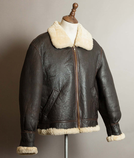 Vintage 1980s Type B-3 Sheepskin Leather Flight Jacket USAAF