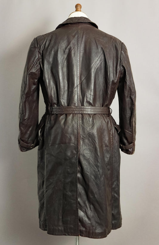 WWII German Wehrmacht Officer's Goatskin Leather Trenchcoat (XL-46)
