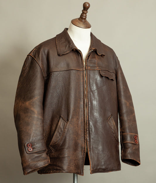 1950s French Leather Industrial Workwear Jacket