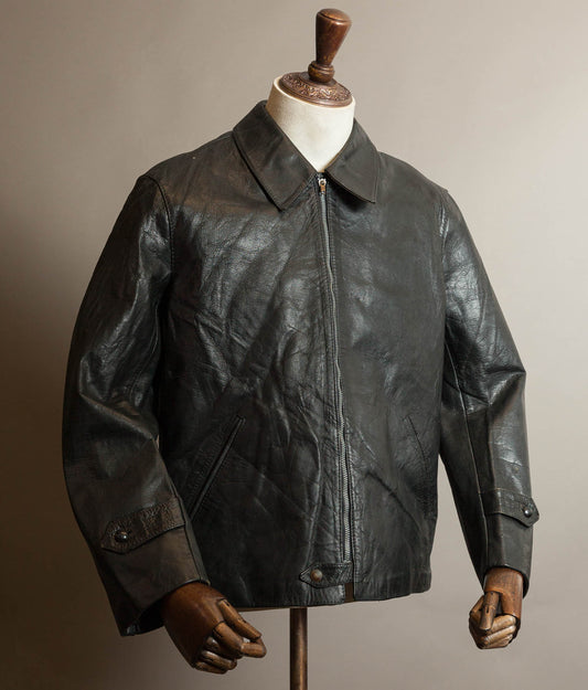 Vintage 1973 Italian Police Goatskin Leather Motorcycle Jacket Riri Zip