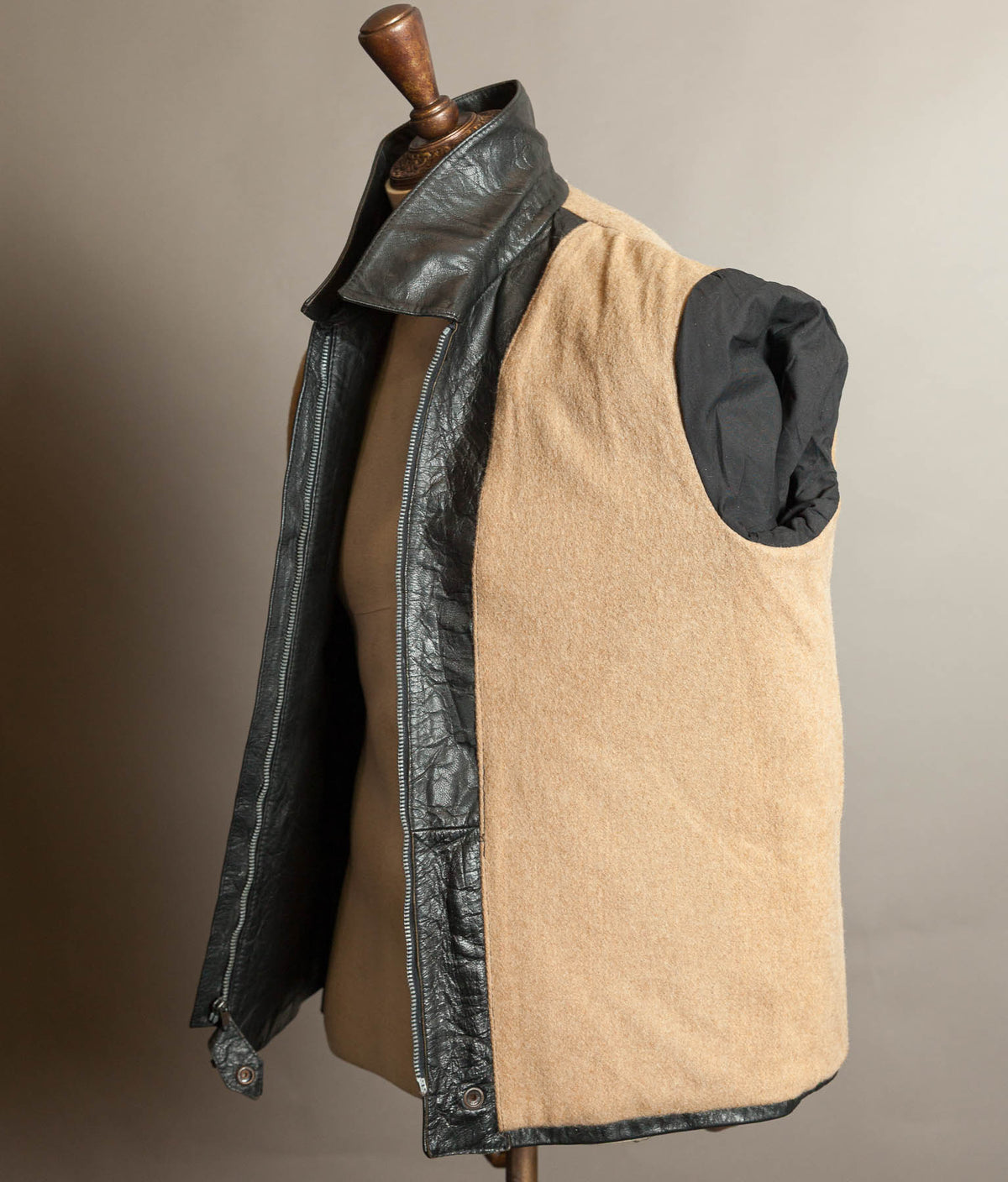 Vintage 1973 Italian Police Goatskin Leather Motorcycle Jacket Riri Zip
