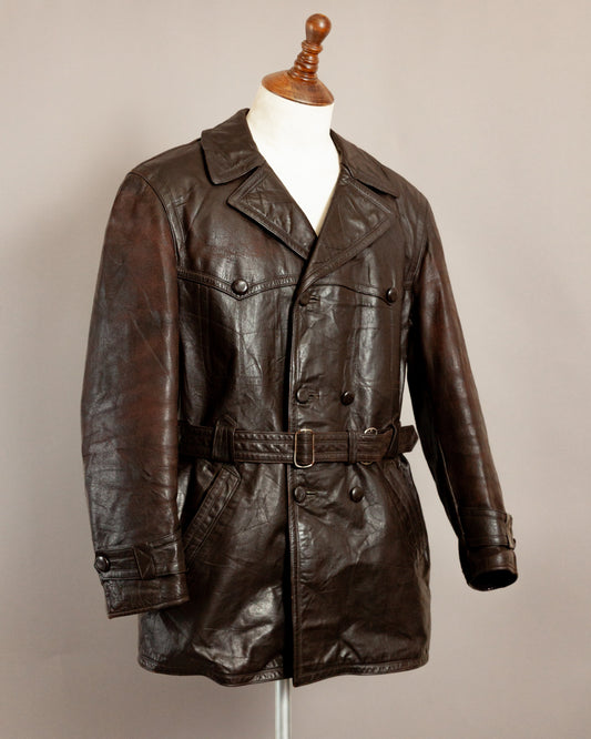 1940s German Horsehide Leather Coat - Large (44)