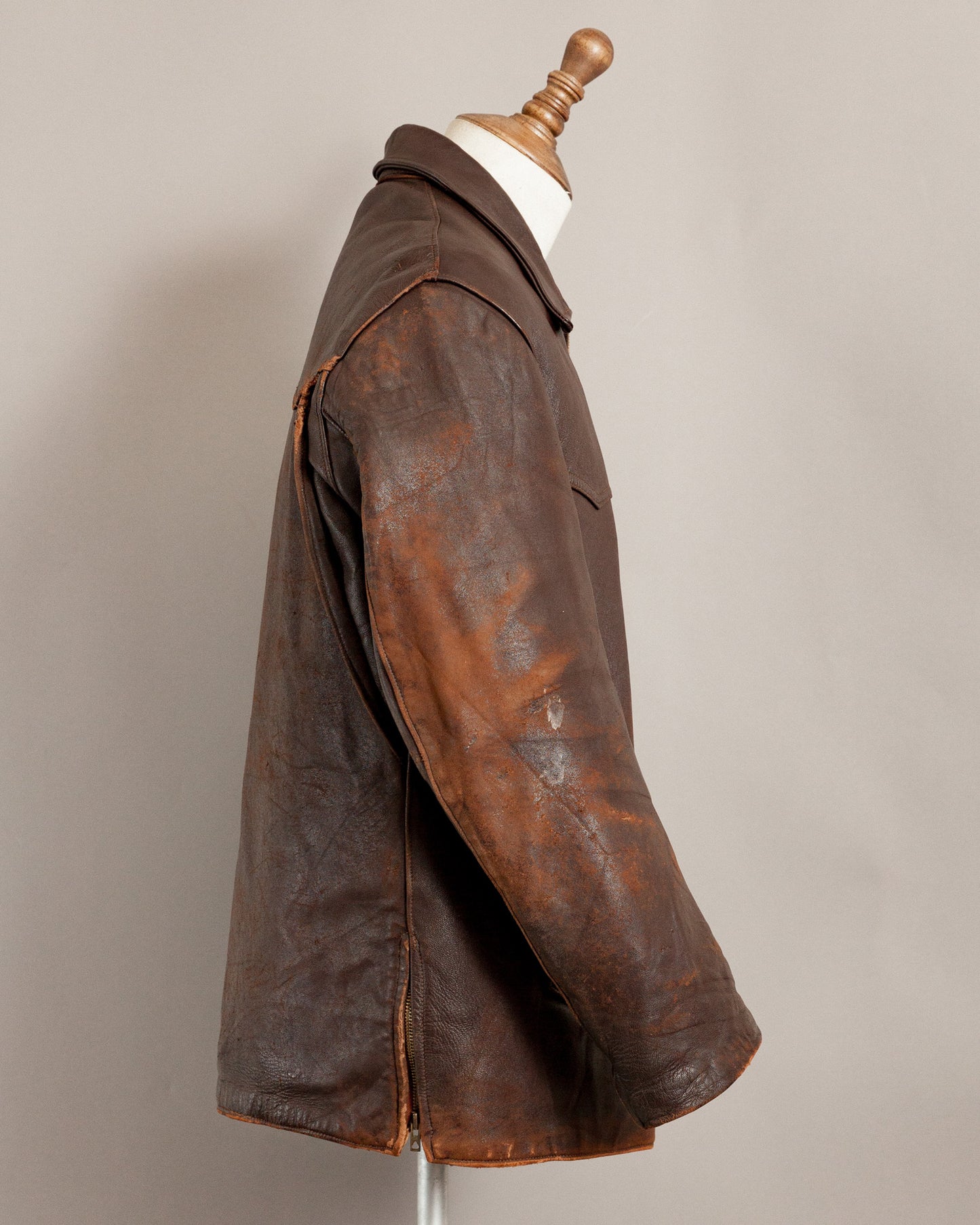 Vintage 1950s French Leather Work Jacket - Large (44)