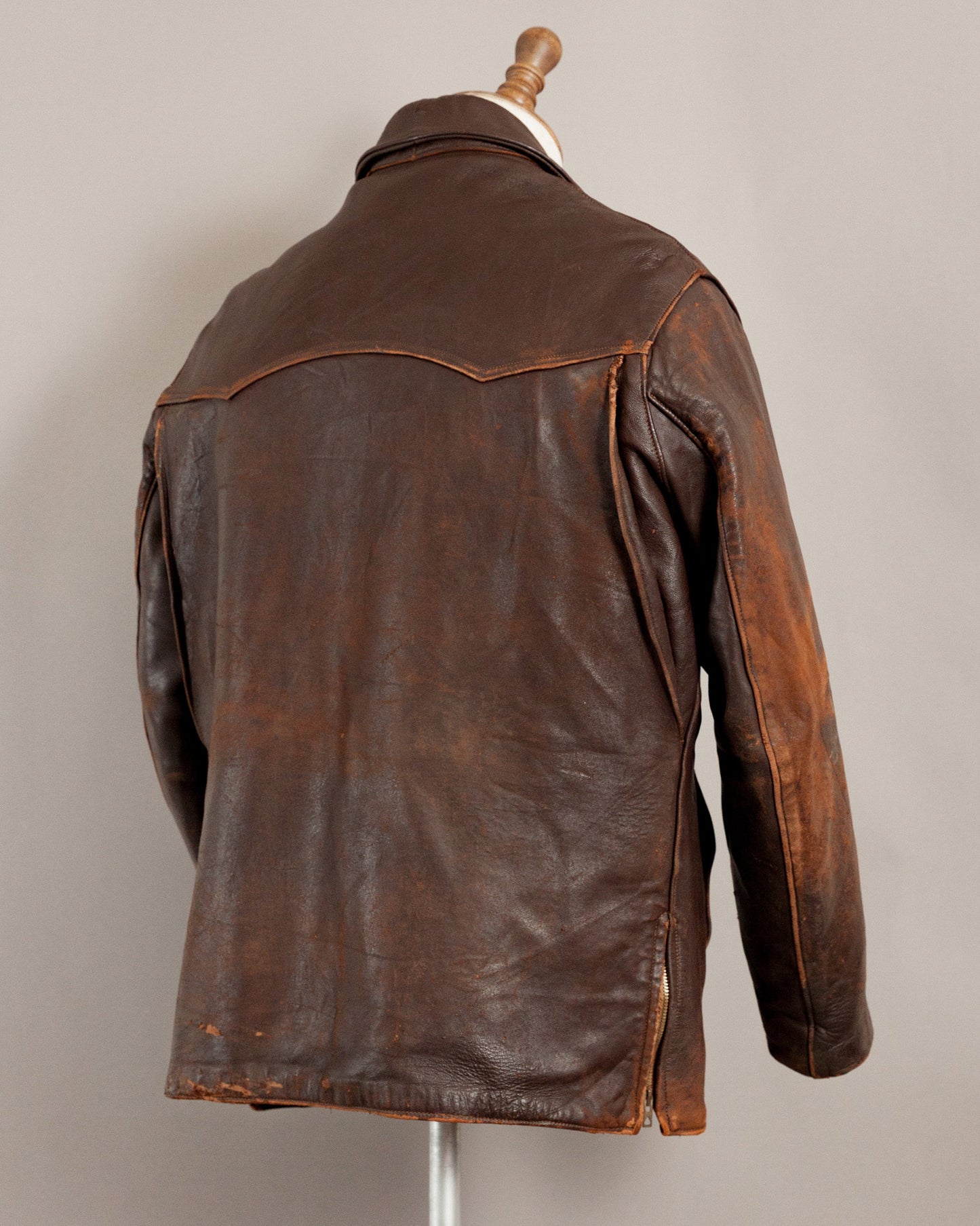 Vintage 1950s French Leather Work Jacket - Large (44)