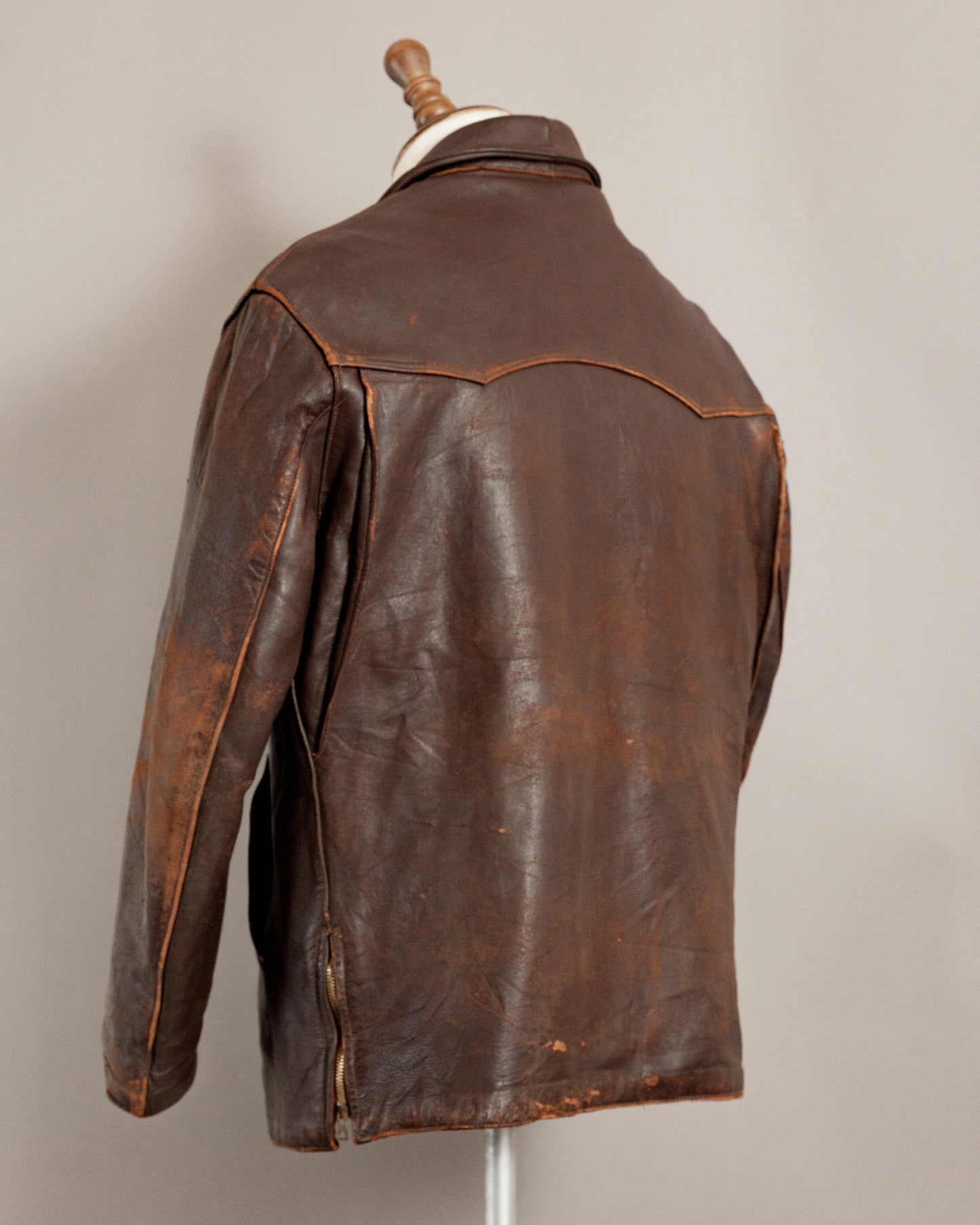 Vintage 1950s French Leather Work Jacket - Large (44)